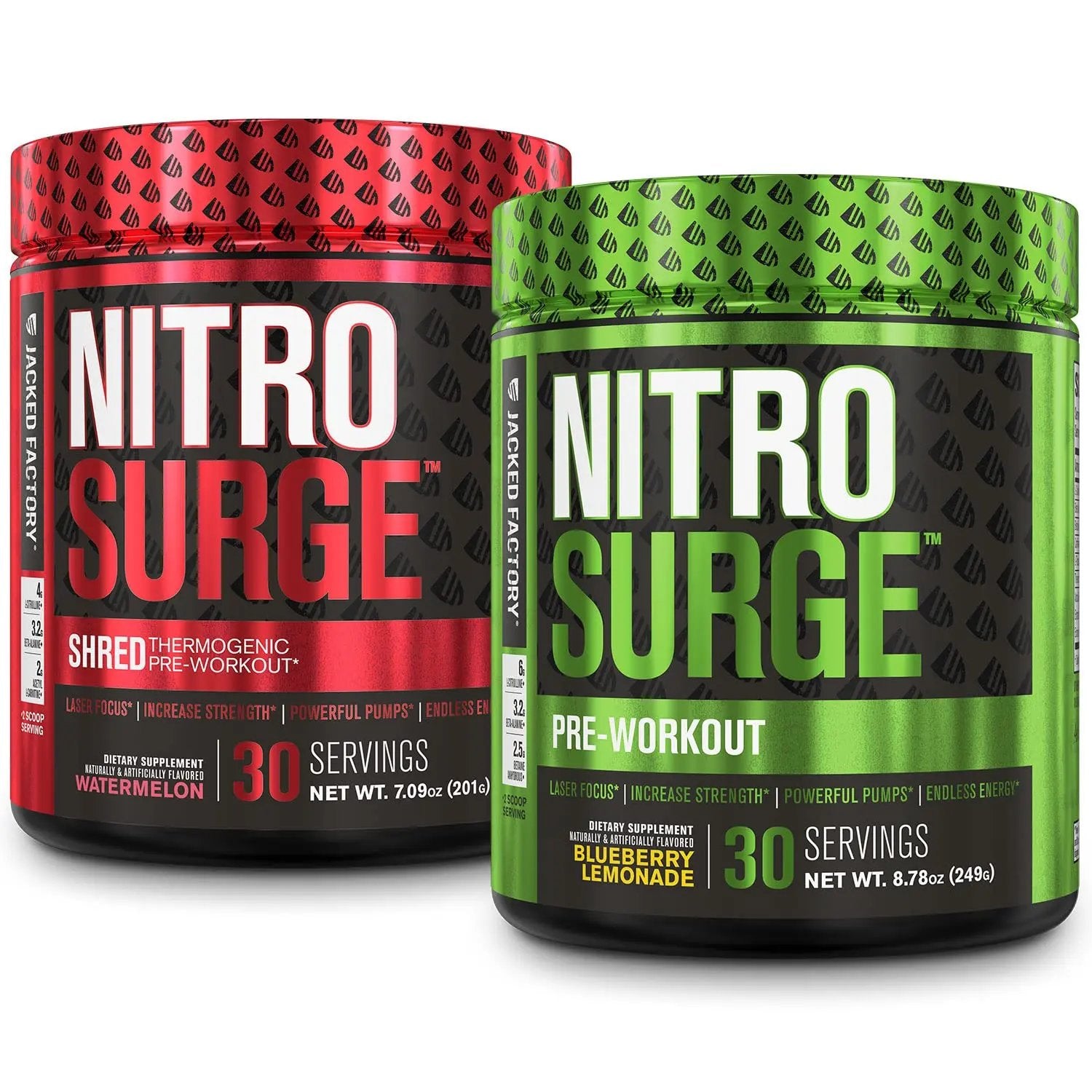 Jacked Factory Nitrosurge Pre-Workout in Blueberry Lemonade & Watermelon Nitrosurge