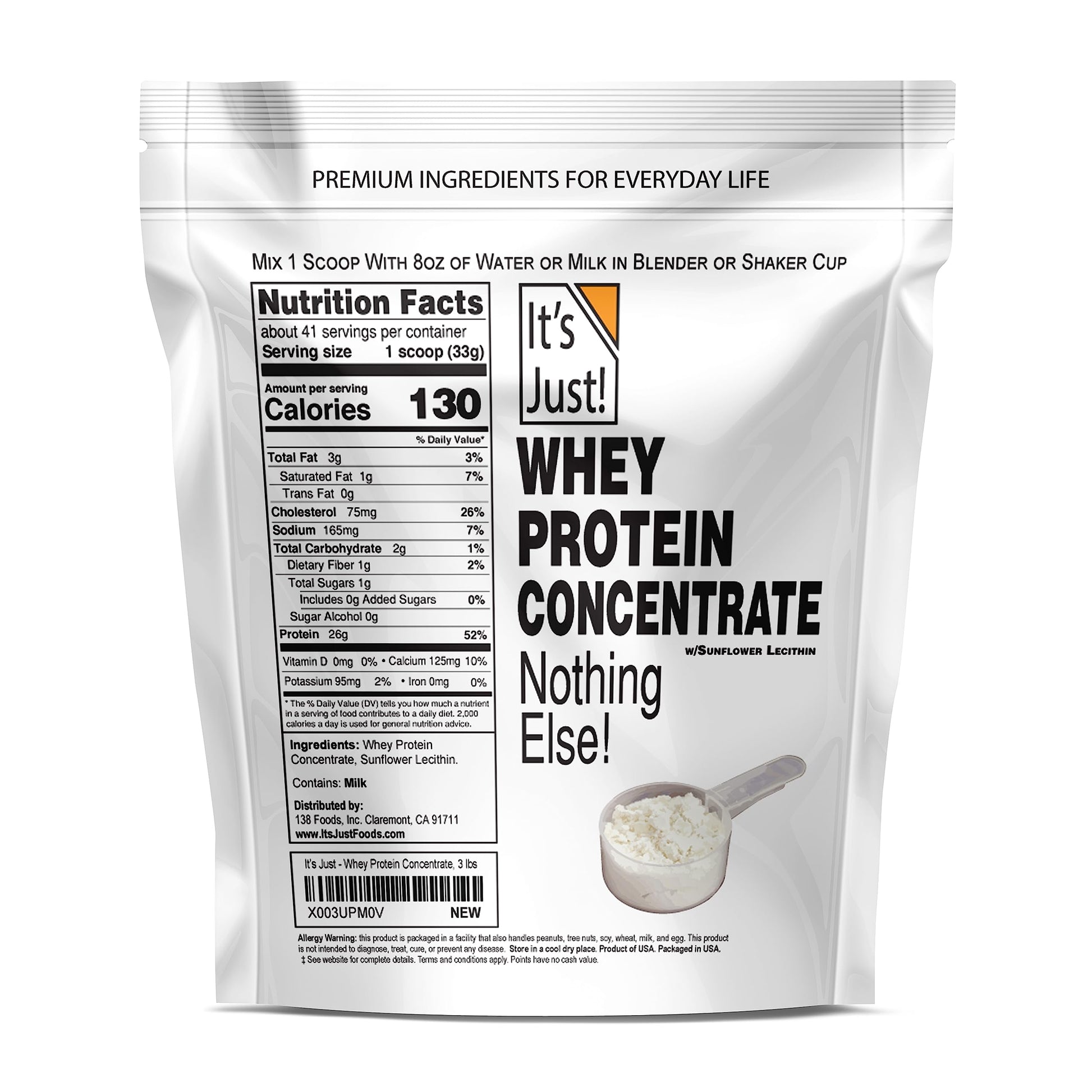 It's Just! - 100% Whey Protein Concentrate, Made in USA, Premium WPC-80, No Added It's Just!