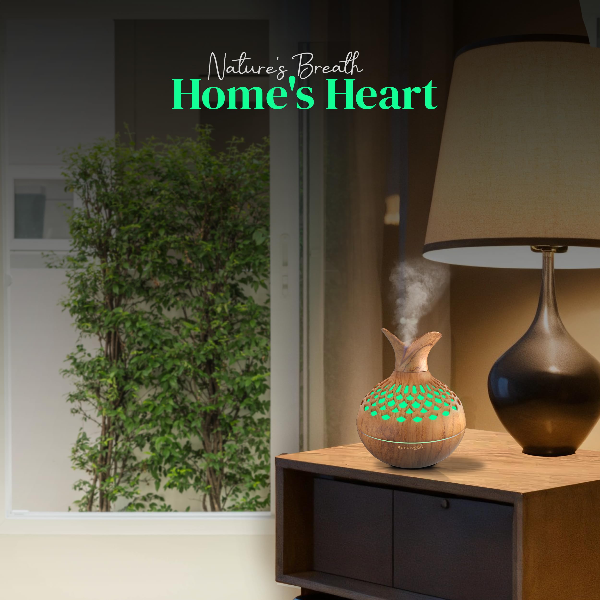 Aroma Diffuser for Essential Oils, Ultrasonic Aromatherapy Flower Oil Diffuser, Modern Cool Mist Renewgoo