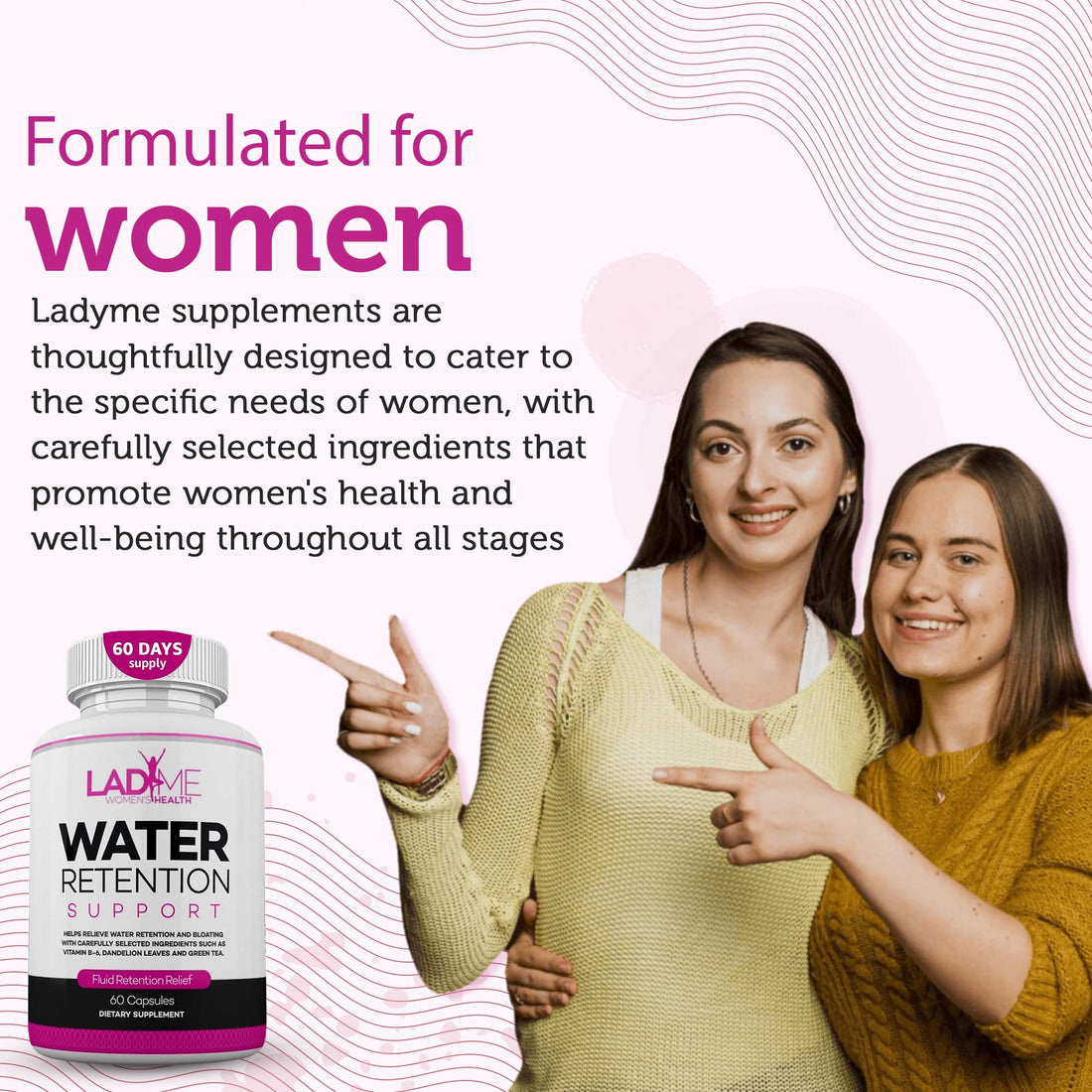 Water Retention Pills for Women Bloating Relief with Vitamin B6, Dandelion & Green Tea Natural