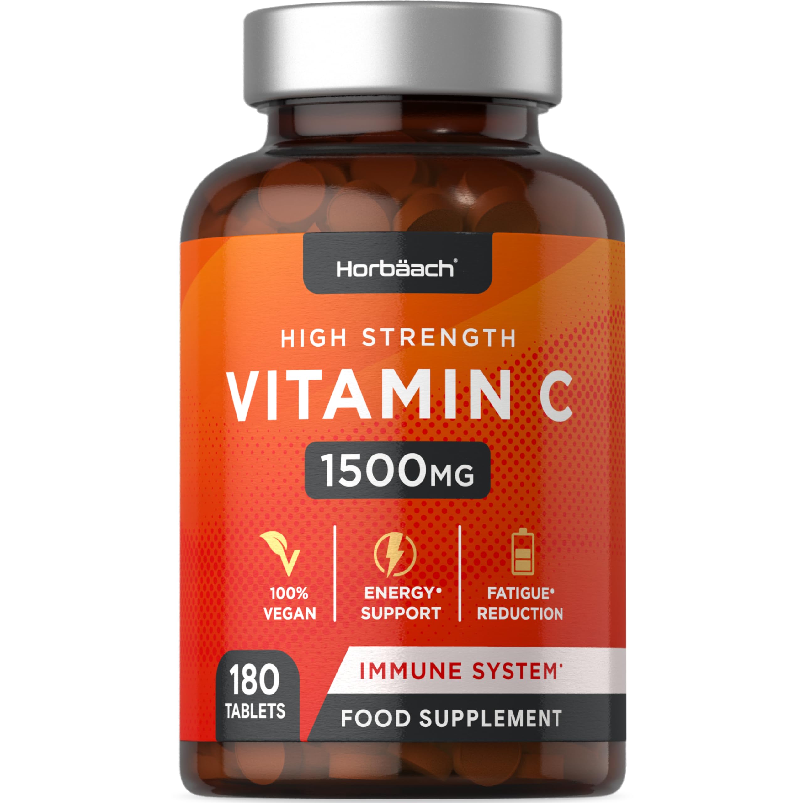 Vitamin C Tablets 1500mg | 180 Count | High Strength Vegan Supplement | No Artificial 
