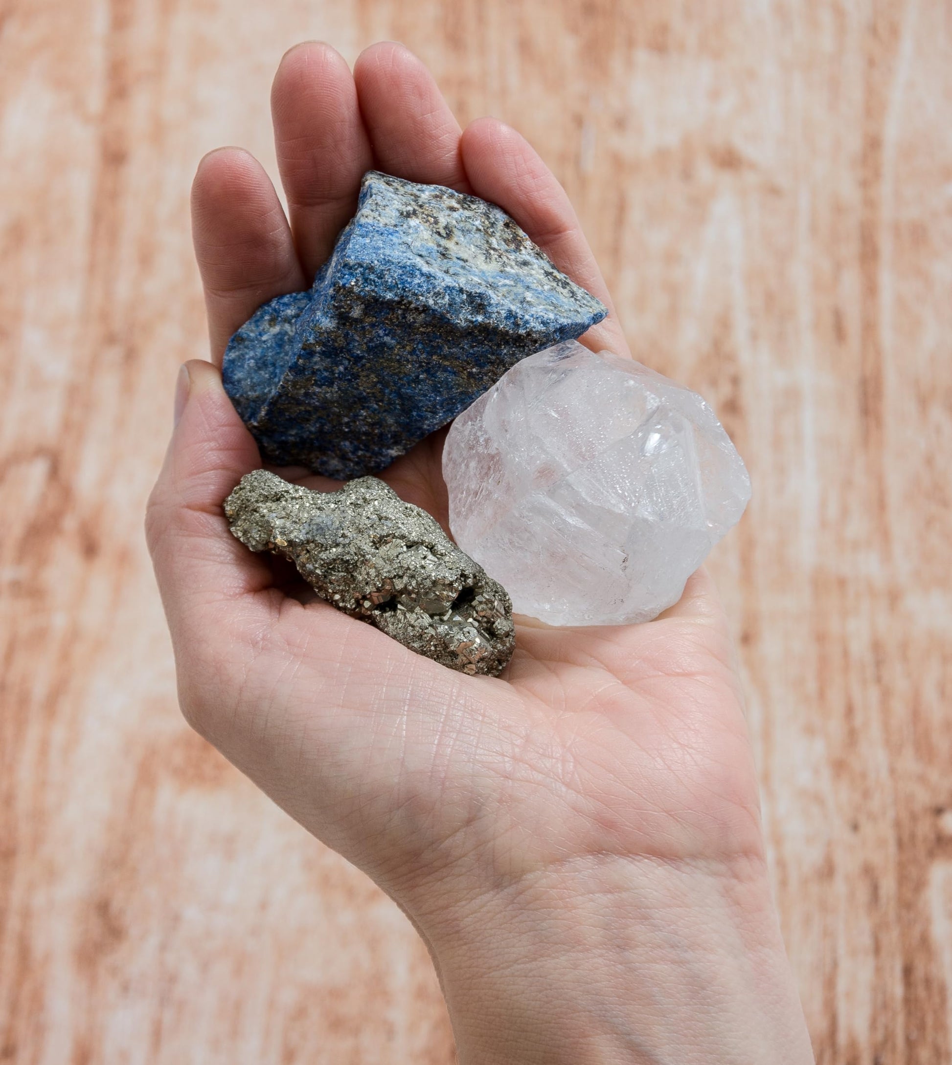 5PCS SAMSARI Abundance XL Crystals Healing Set - (Pyrite, Lapis Lazuli, Clear Quartz), 1 Palo Santo Stick SAMSARI