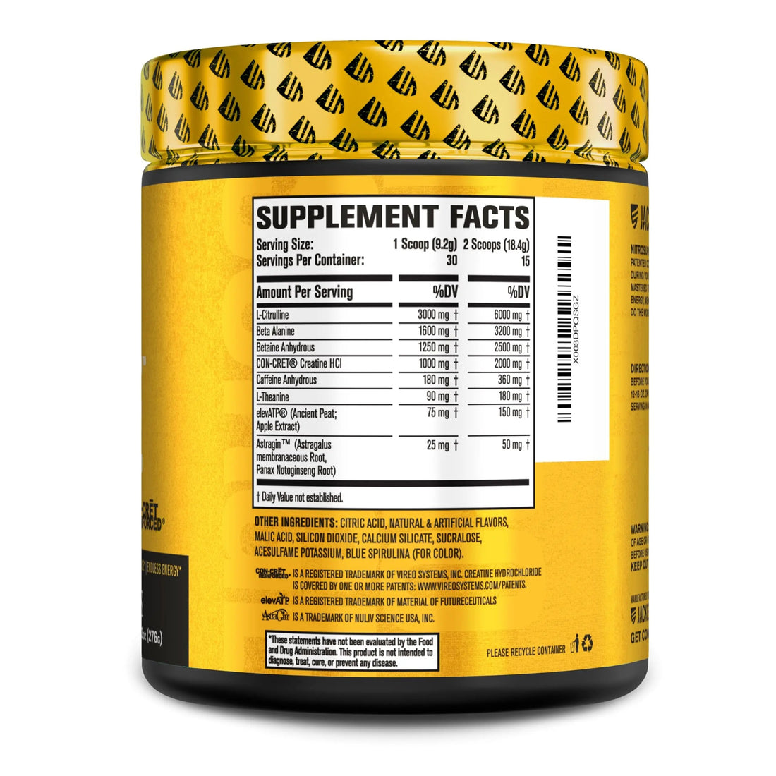 Jacked Factory Nitrosurge Build Pre Workout with Creatine for Muscle Building - Con Cret