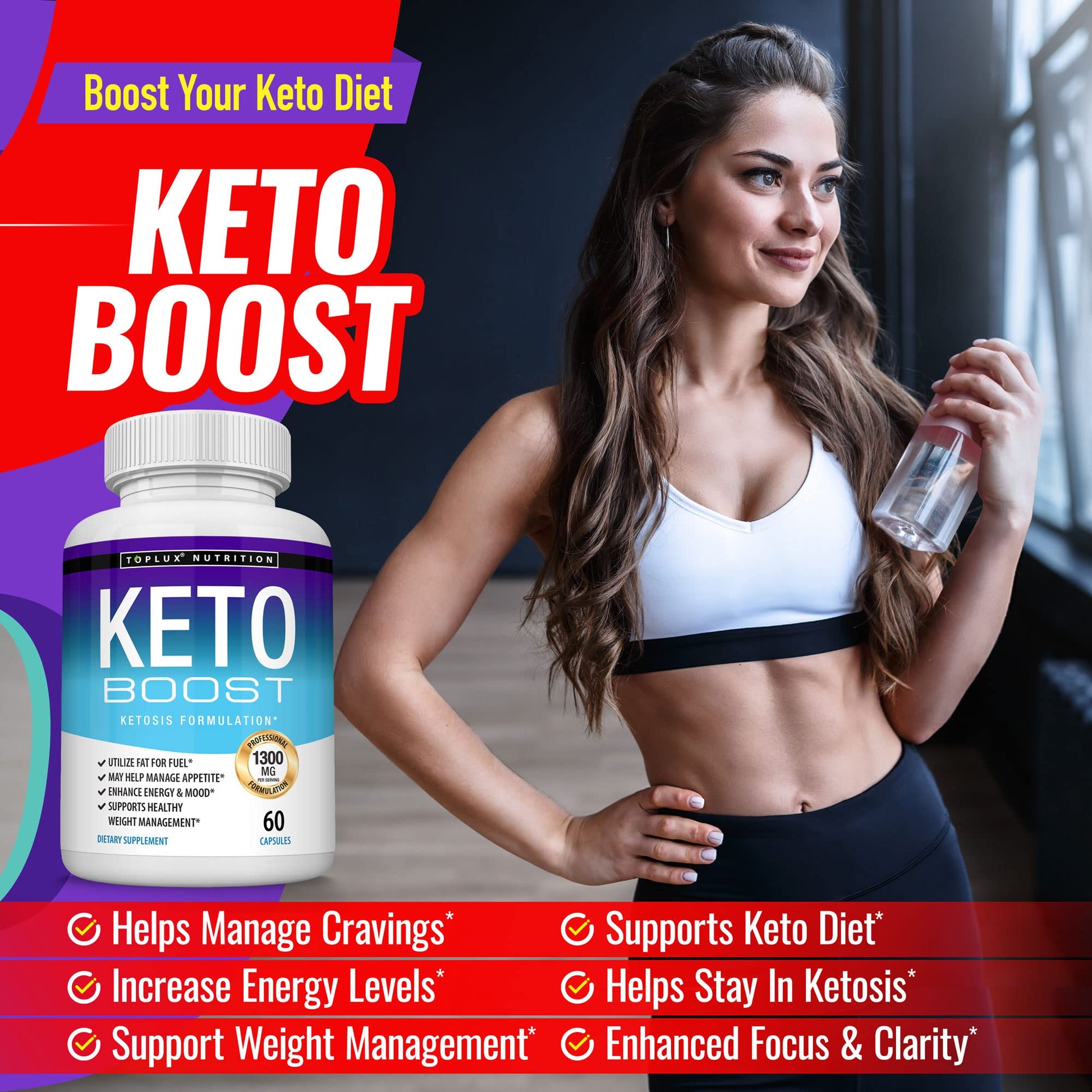 Keto Boost Diet Pills Ketosis Supplement - Natural Exogenous Keto Formula Support Energy Toplux