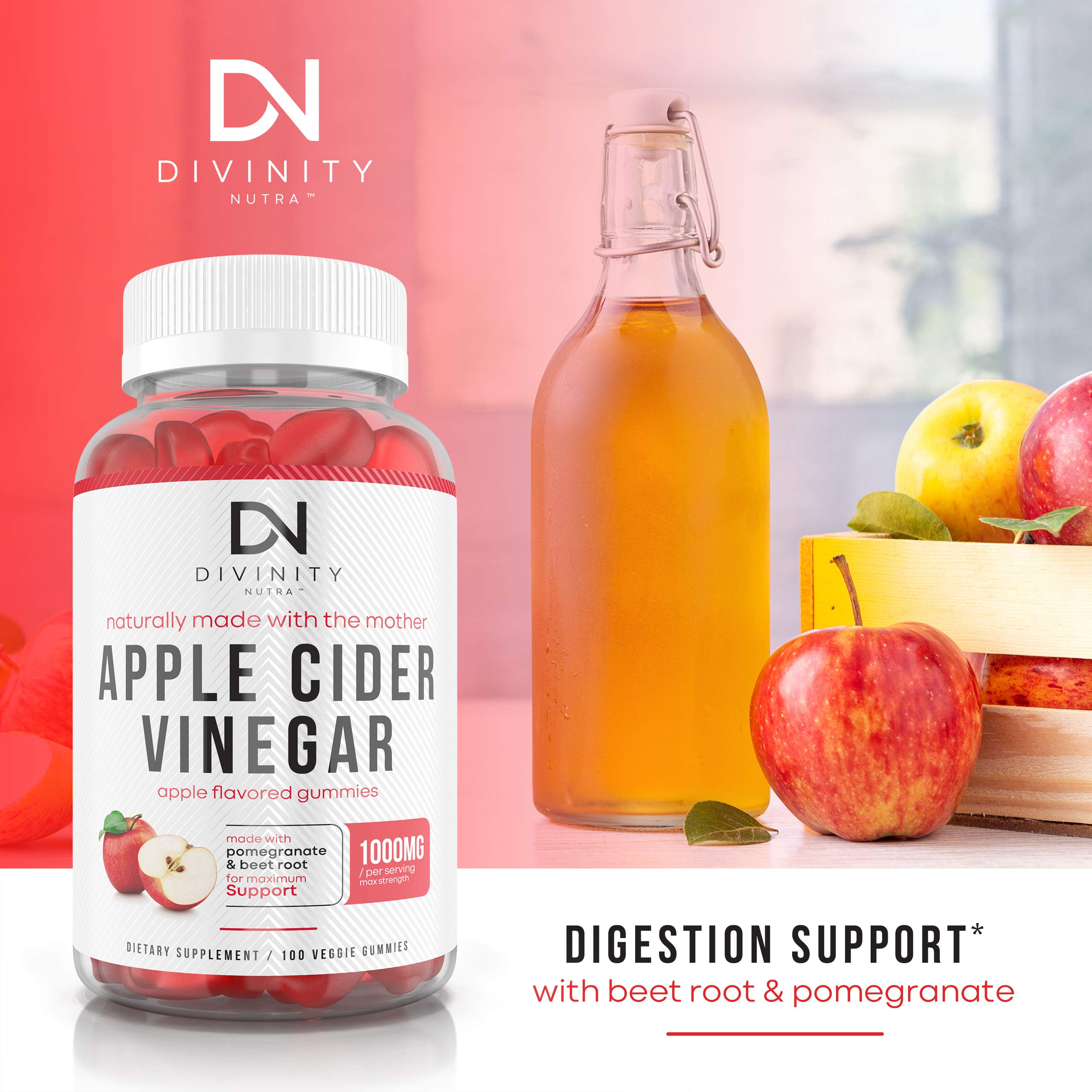 Apple Cider Vinegar Gummies for Weight Loss - Nutritional Supplement for Detox, Cleanse Divinity Nutra