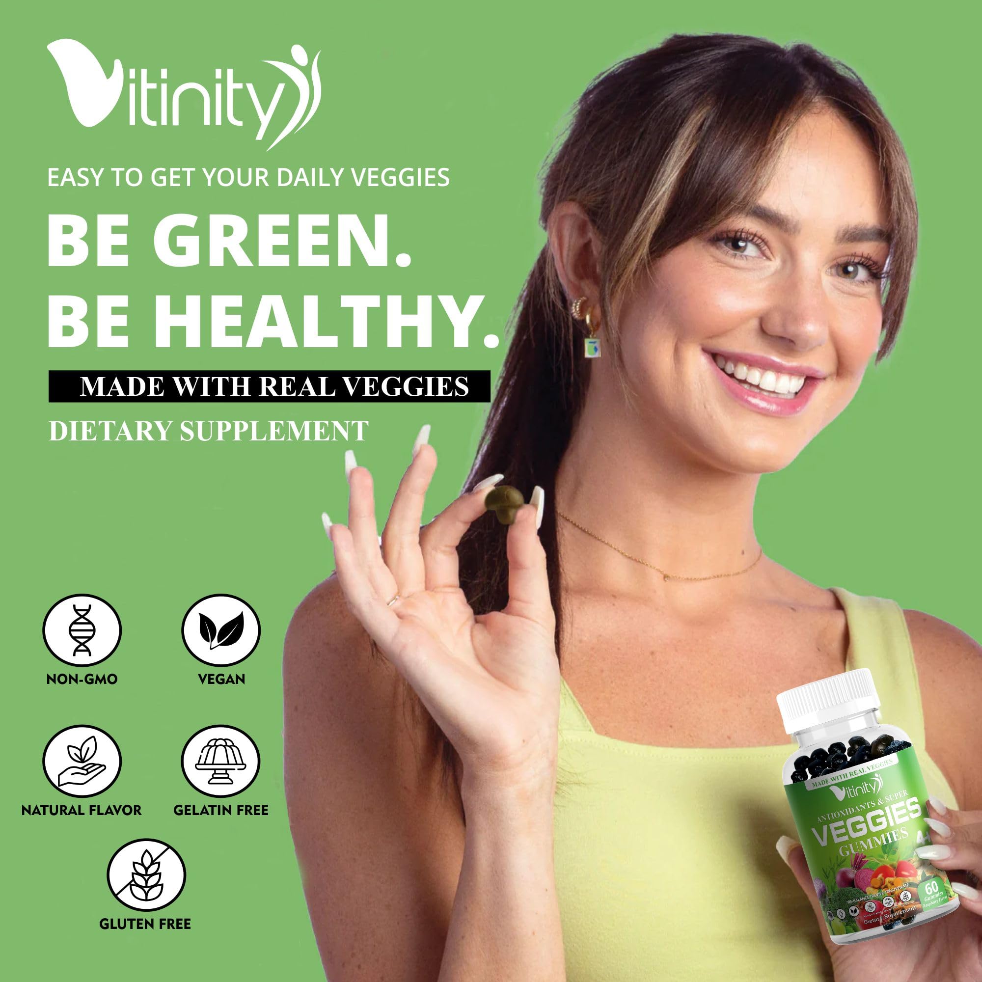 VITINITY Made with Real Super Veggies Delicious Gummy Supplement,Men,Women & Kids VITINITY