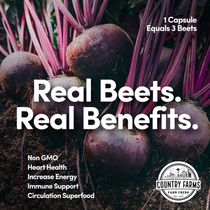 COUNTRY FARMS Bountiful Beets Root Capsules, Wholefood Beet Extract Superfood