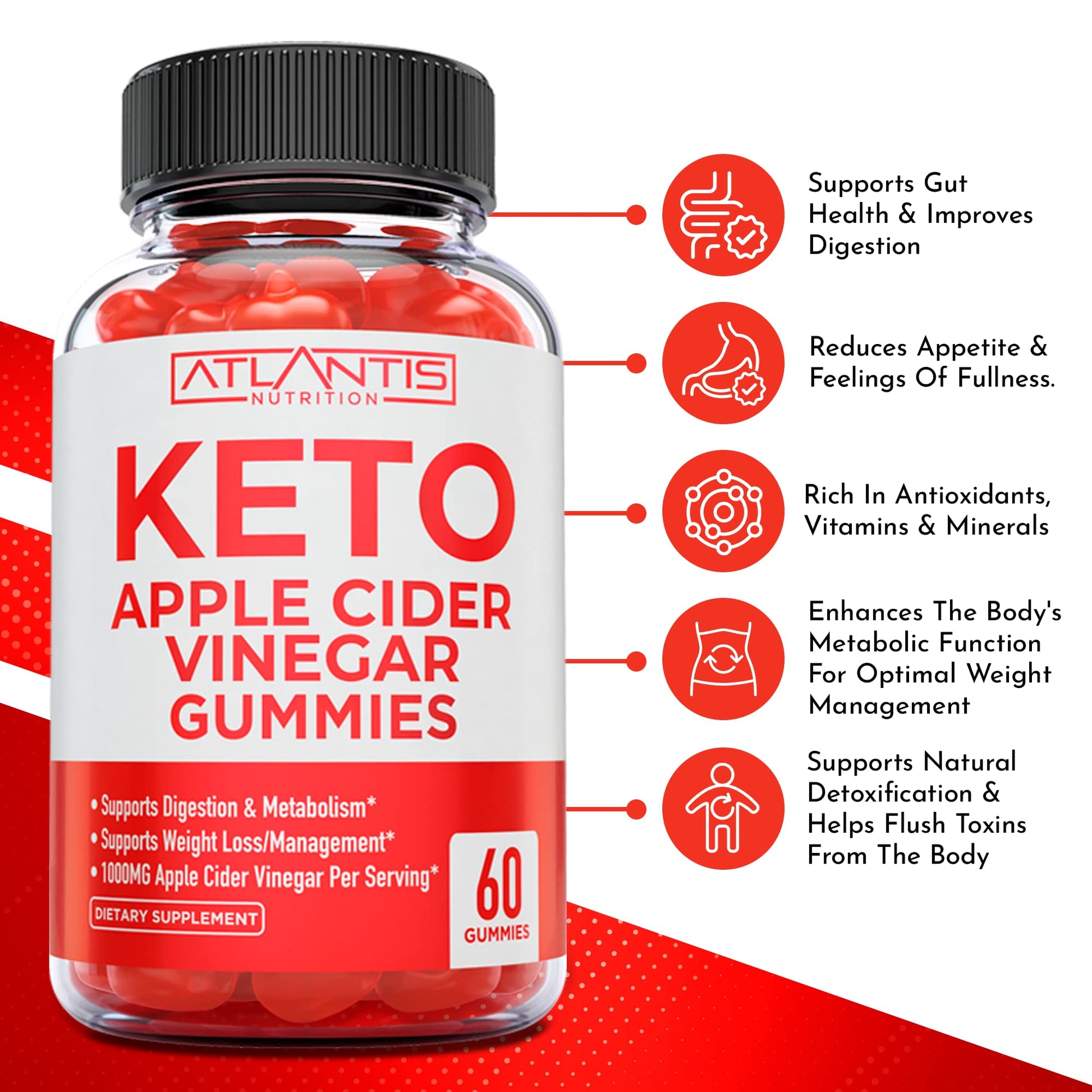 Keto ACV Gummies for Weight Loss - Apple Cider Vinegar Keto ACV Gummies Formulated Atlantis Nutrition