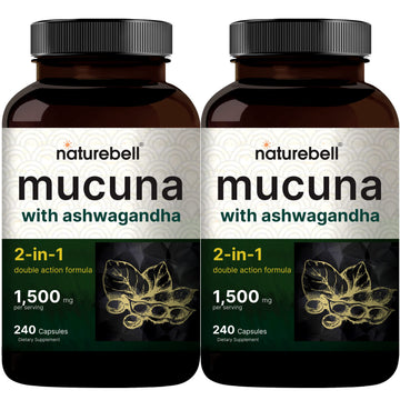 2 Pack NatureBell Mucuna Pruriens Capsules, 1500mg Per Serving, Made with Mucuna 