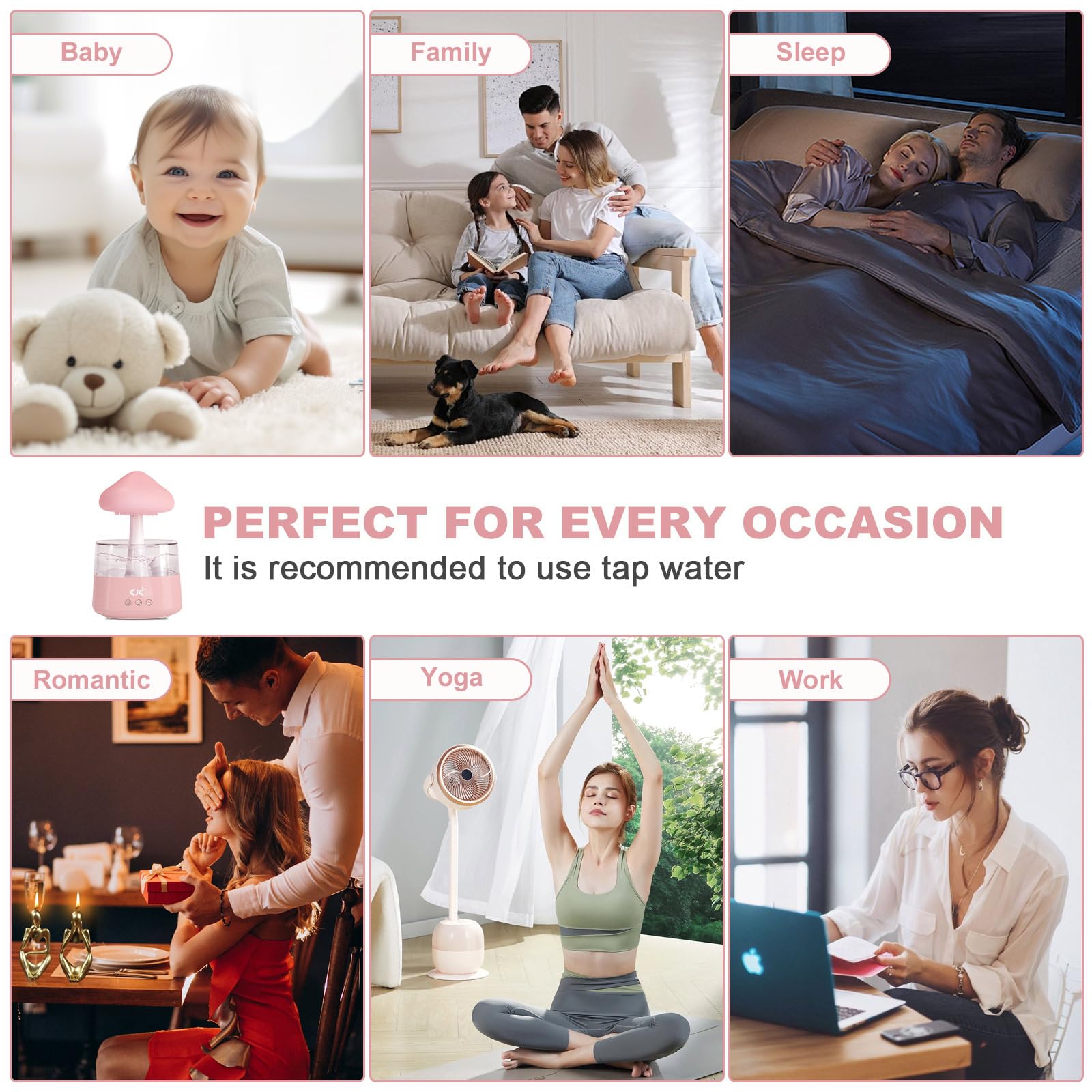 Humidifiers for Bedroom, 7 Color-Changing Led Night Lights, Aromatherapy Essential Oil cjc