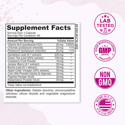 Water Retention Pills for Women Bloating Relief with Vitamin B6, Dandelion & Green Tea Natural