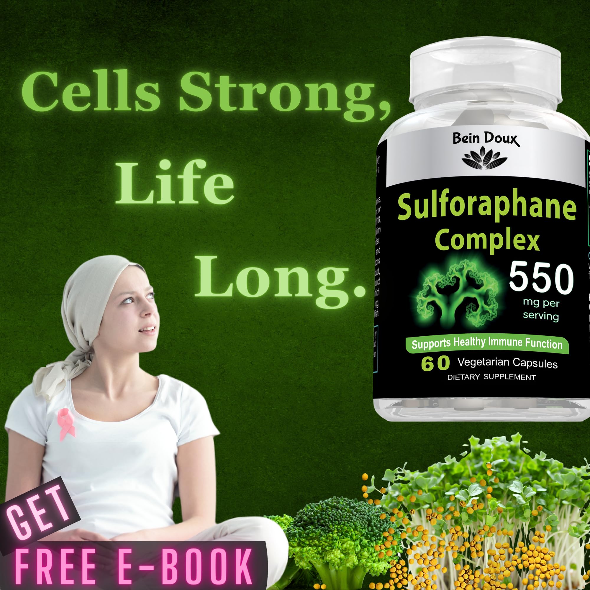 550mg Sulforaphane Supplement with Glucoraphanin and Myrosinase | Broccoli Supplemen BEIN DOUX