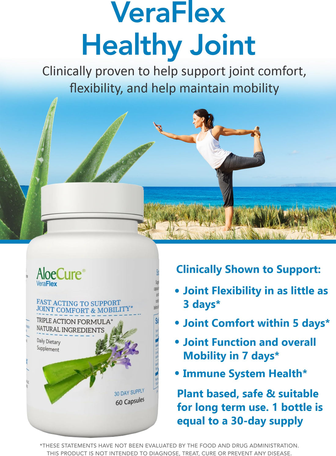 AloeCure VeraFlex Natural Joint Support Supplement with USDA Organic Aloe Vera 