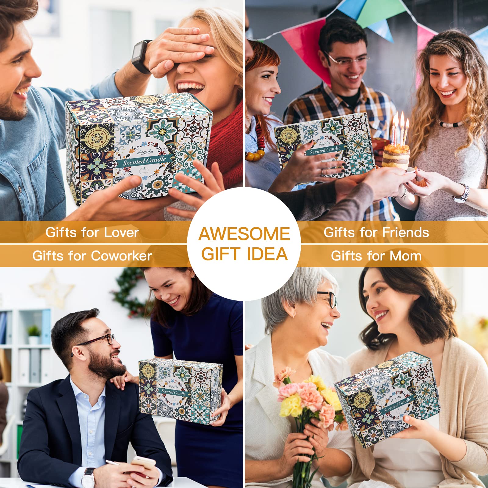 10 Pack Scented Candles Gifts, Aromatherapy Candles for Home Scented with 2 Coasters Yinuo Candle