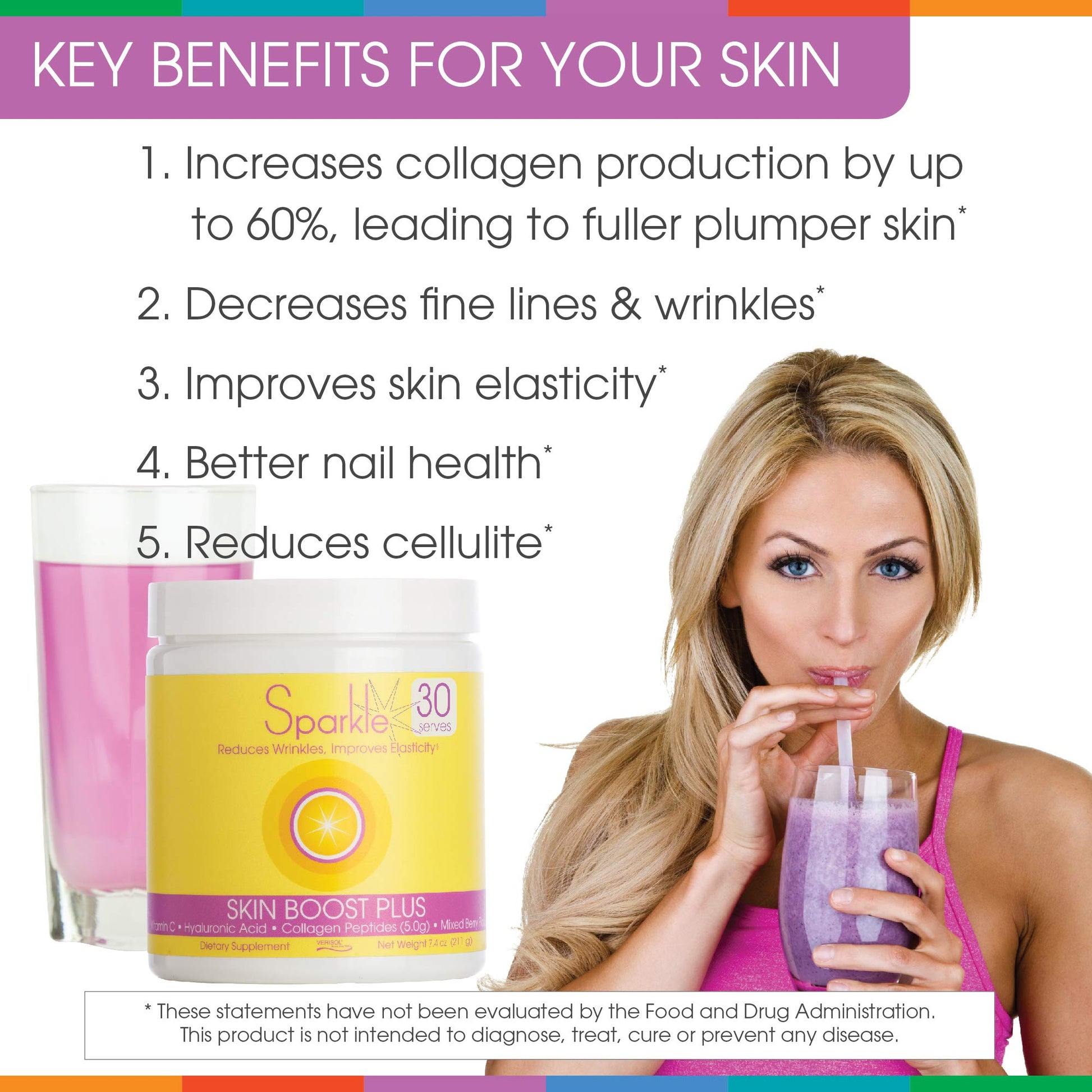 Hydrolyzed Collagen Powder - Sparkle Skin Boost Plus (Tropical Coconut Pineapple) Sparkle Collagen