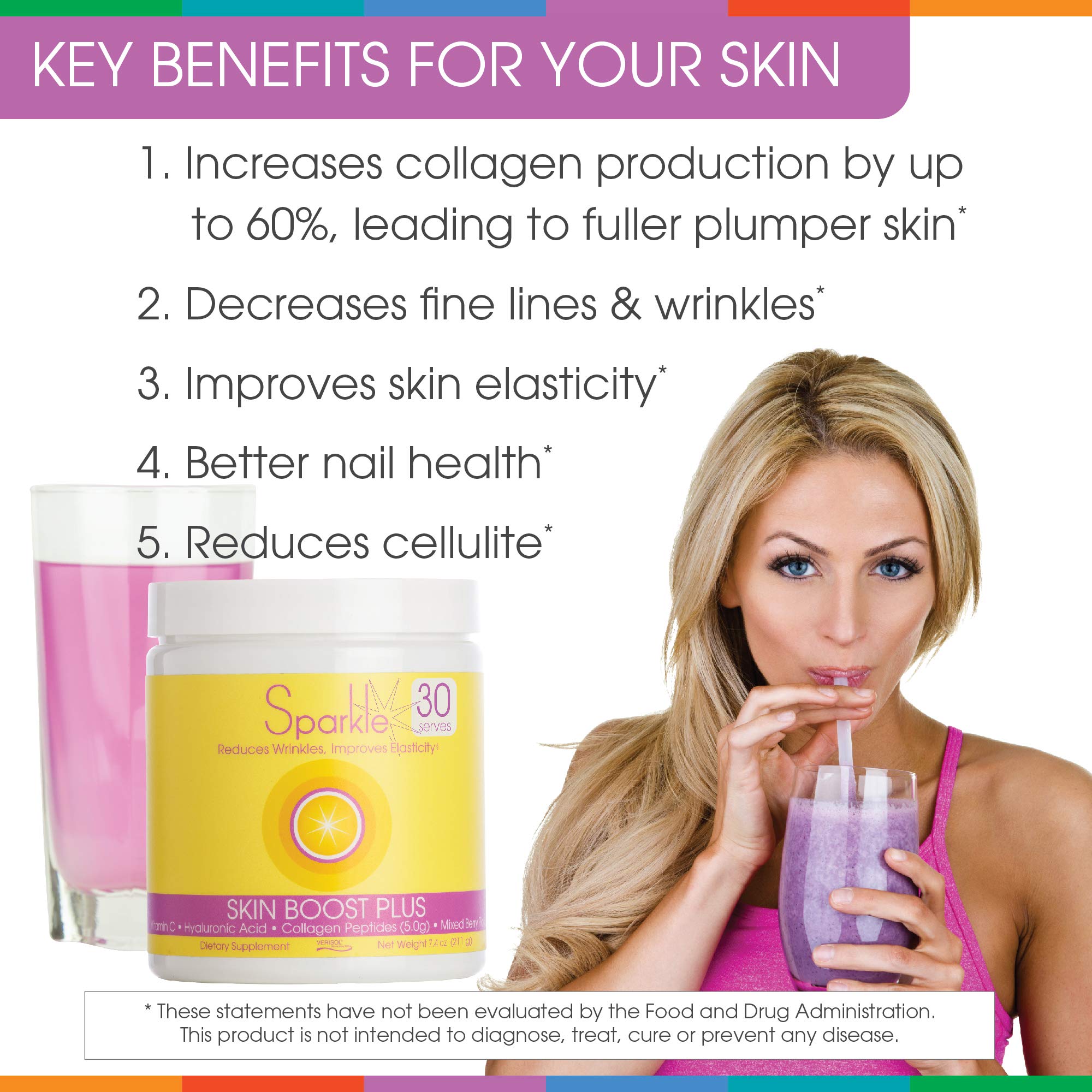 Hydrolyzed Collagen Powder - Sparkle Skin Boost Plus (Tropical Coconut Pineapple) Sparkle Collagen