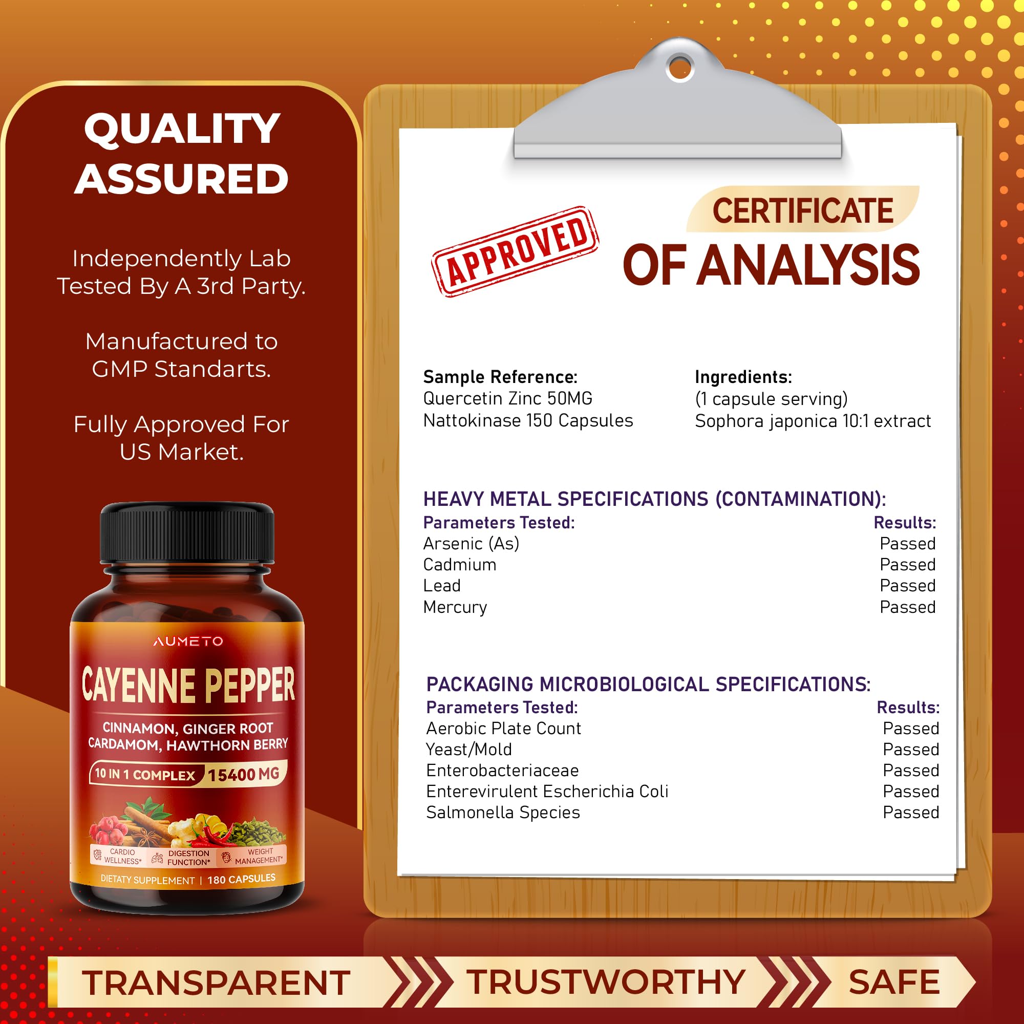 AUMETO Cayenne Pepper 15,400mg Ultra Complex with Cinnamon, Ginger Root, Cardamom AUMETO