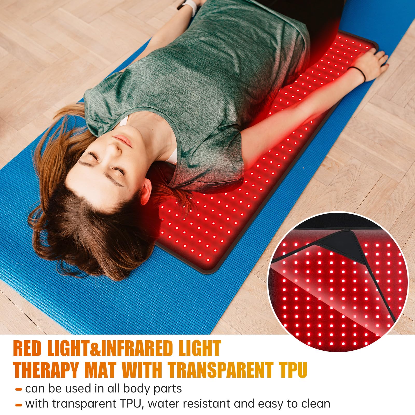 LED Red Light Therapy Pad Upgraded Large Size 660nm Red Light and 850nm Near Infrared Light AOCAAUP