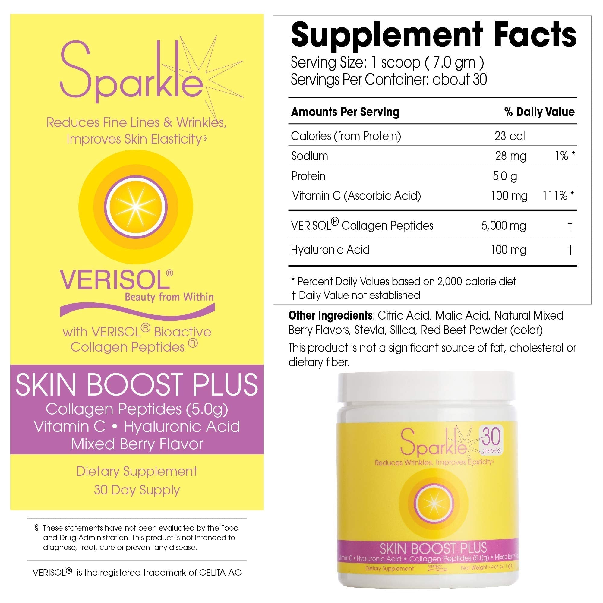 Hydrolyzed Collagen Powder - Sparkle Skin Boost Plus (Tropical Coconut Pineapple) Sparkle Collagen