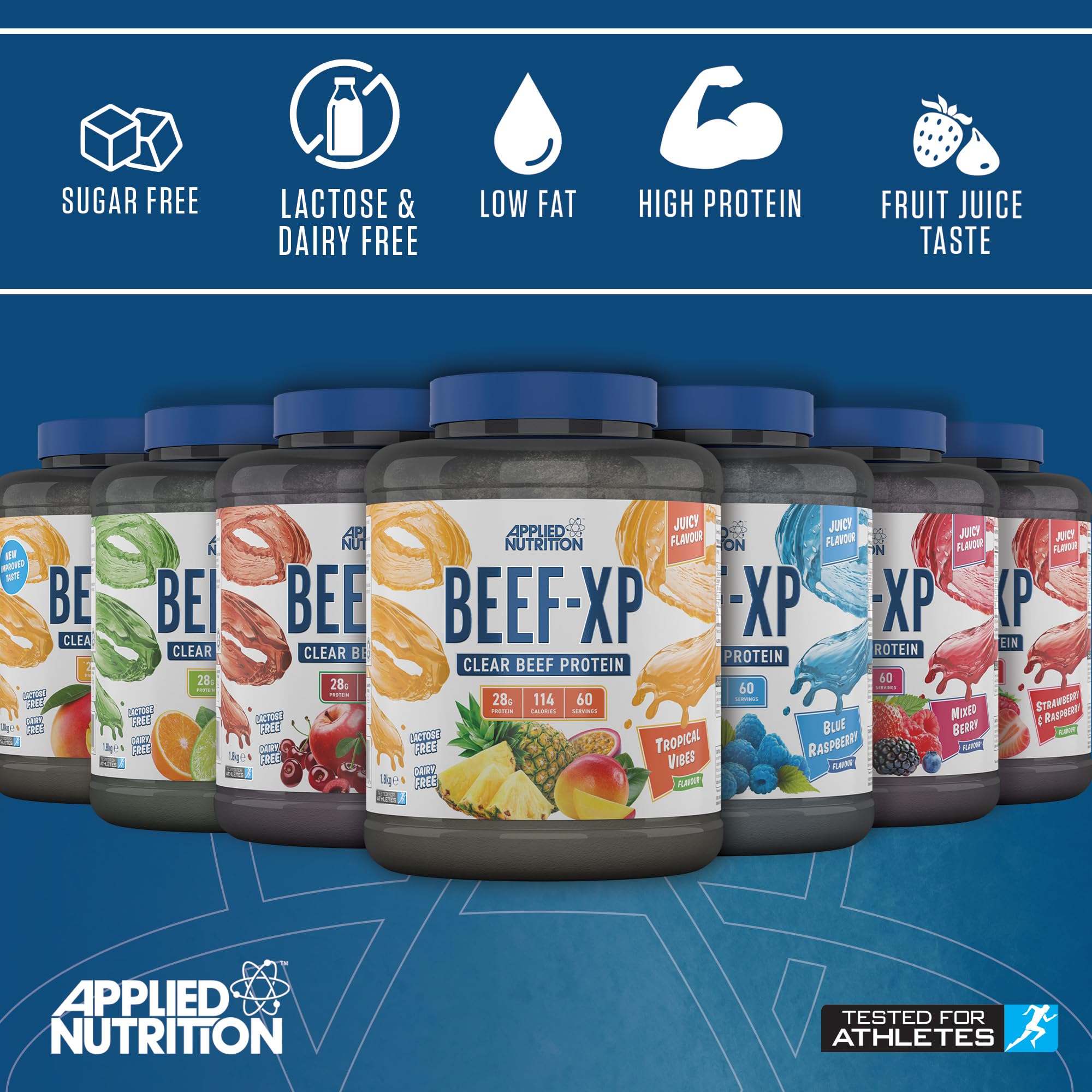Applied Nutrition Beef XP - Clear Hydrolysed Beef Protein Isolate, Fruit Juice Style, Dairy Free Beef Protein Powder Applied Nutrition