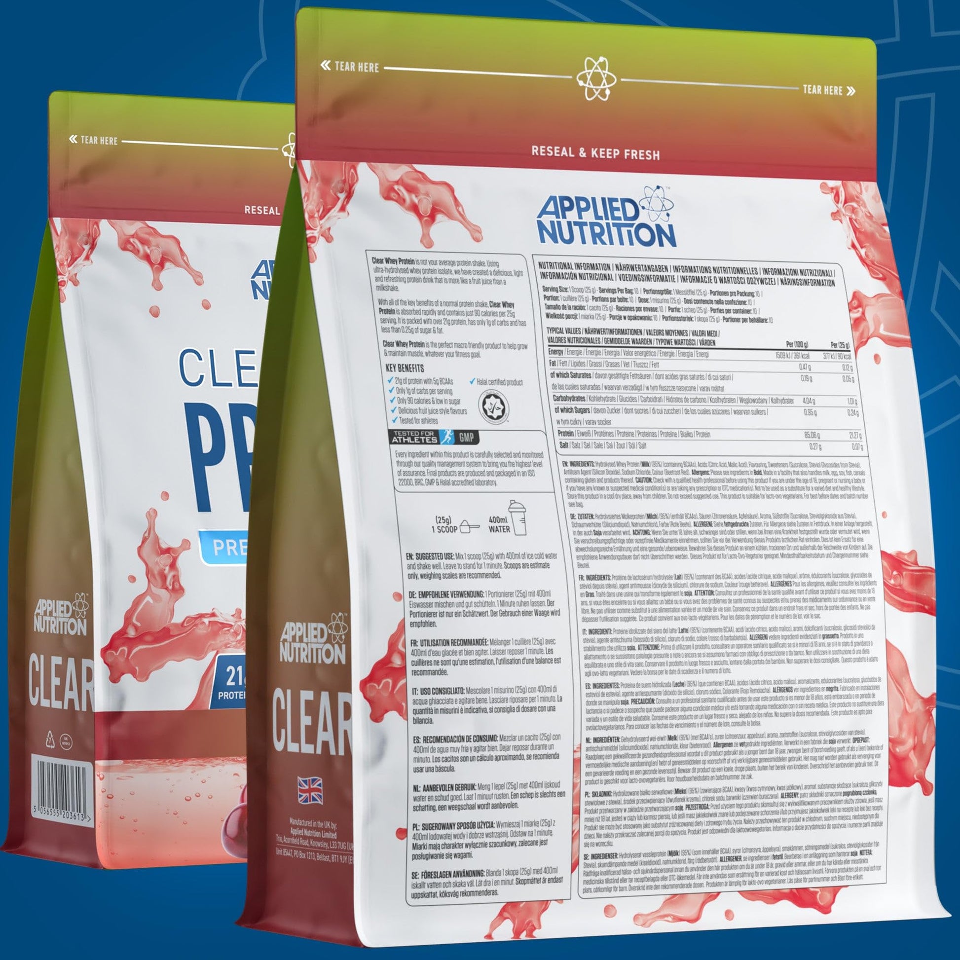 Applied Nutrition Clear Whey Isolate - Whey Protein Isolate, Refreshing High Protein Powder Applied Nutrition