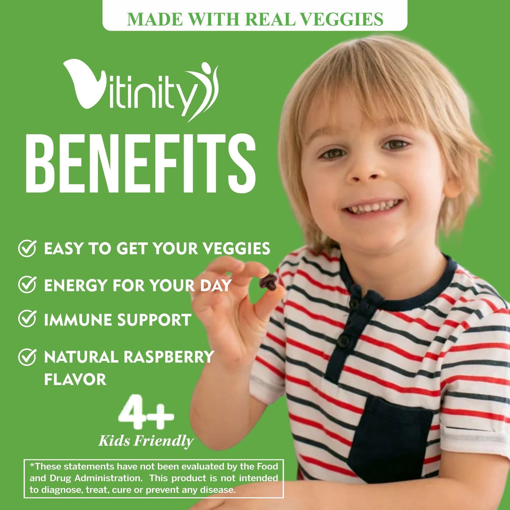 VITINITY Made with Real Super Veggies Delicious Gummy Supplement,Men,Women & Kids VITINITY