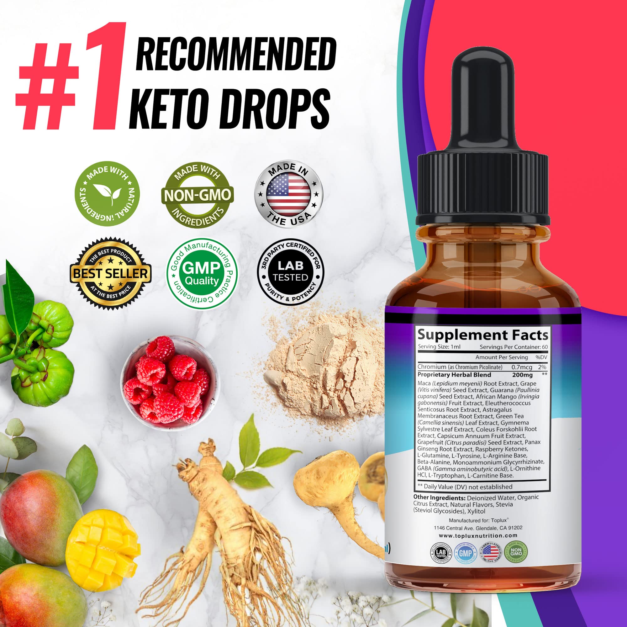 Keto Diet Drops Weight Loss Ketogenic Supplement - Premium Fat Burner Formula Toplux