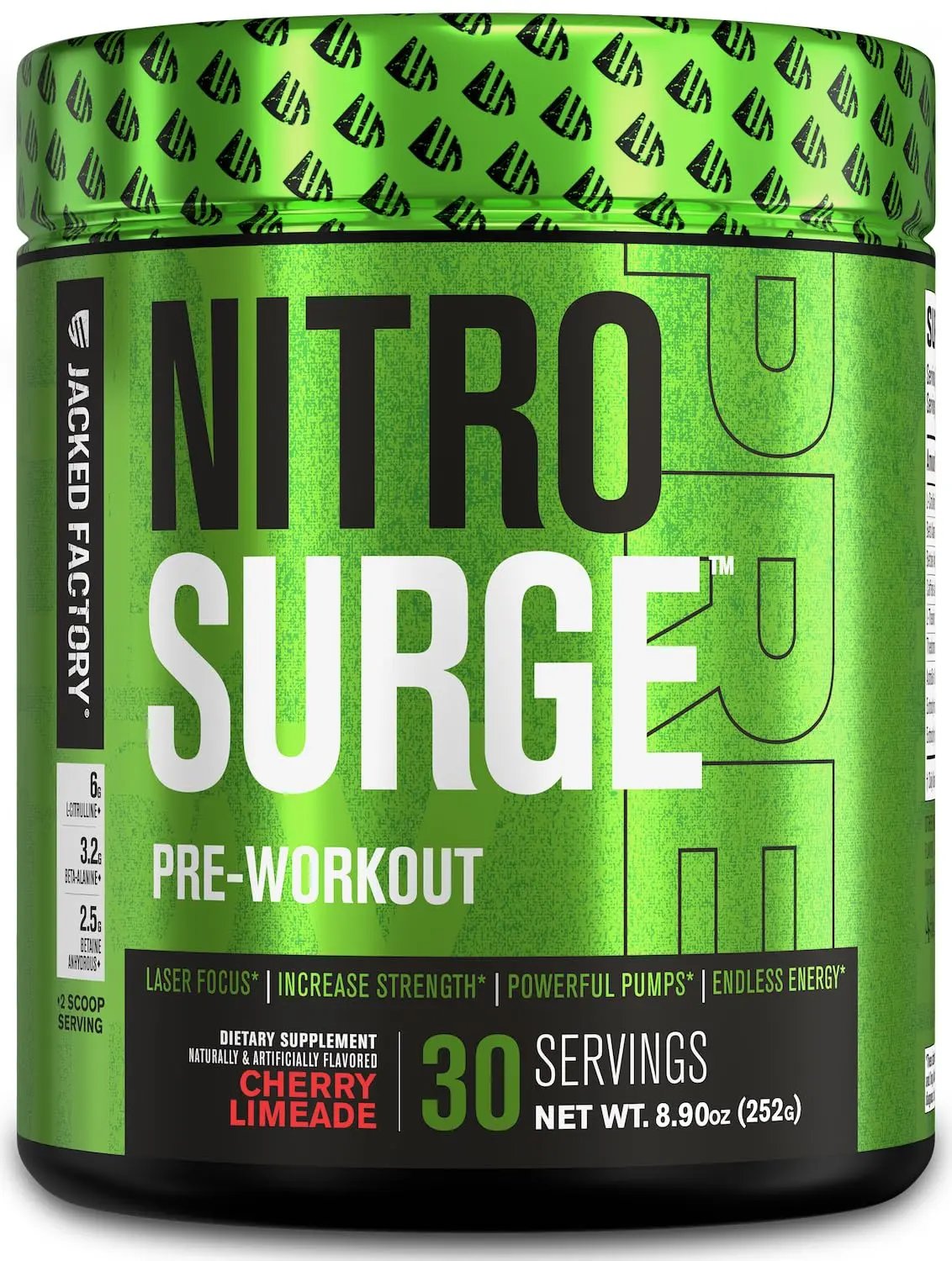 Jacked Factory Nitrosurge Pre-Workout & EAA Surge Essential Amino Acids Bundle - for Increased Focus, Strength, Energy, Powerful Pumps & Muscle Recovery - Cherry Limeade & Peach Mango Flavor