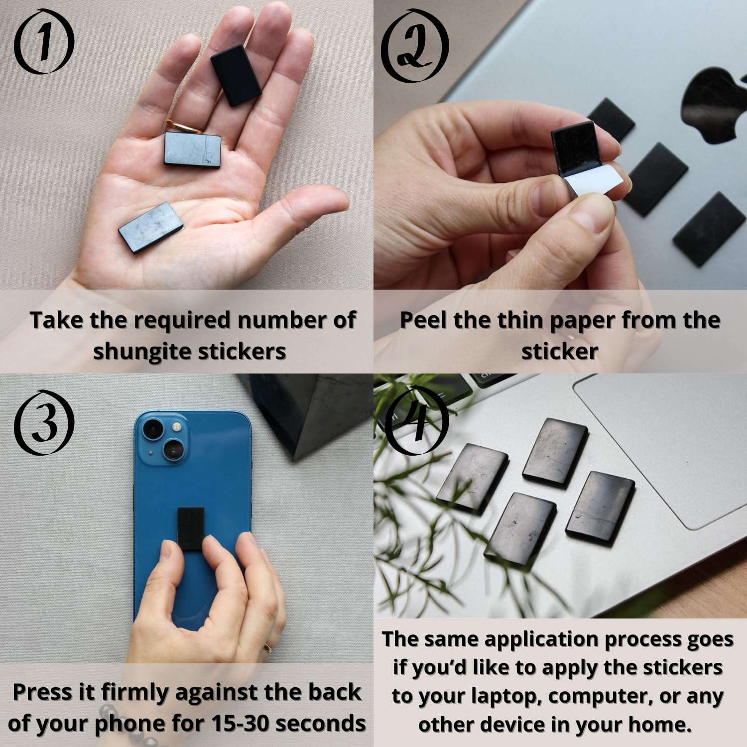 KARELIANMASTERS Shungite Stones Pyramid and Sticker for Phone Set - Crystal Healing Protection KARELIANMASTERS