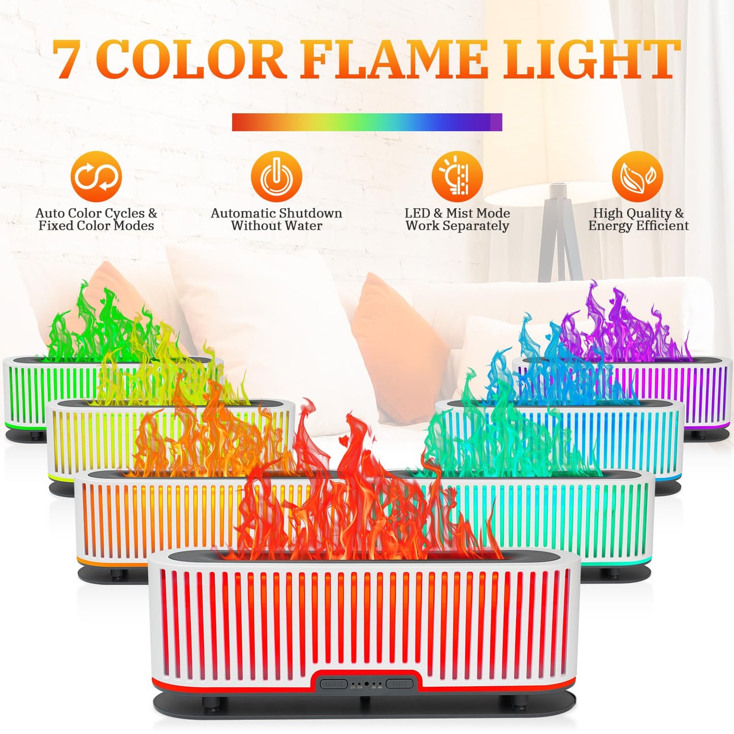 Comfynest Colorful Flame Air Aroma Diffuser Humidifier 7 Flame Colors,200ml Essential Oil
