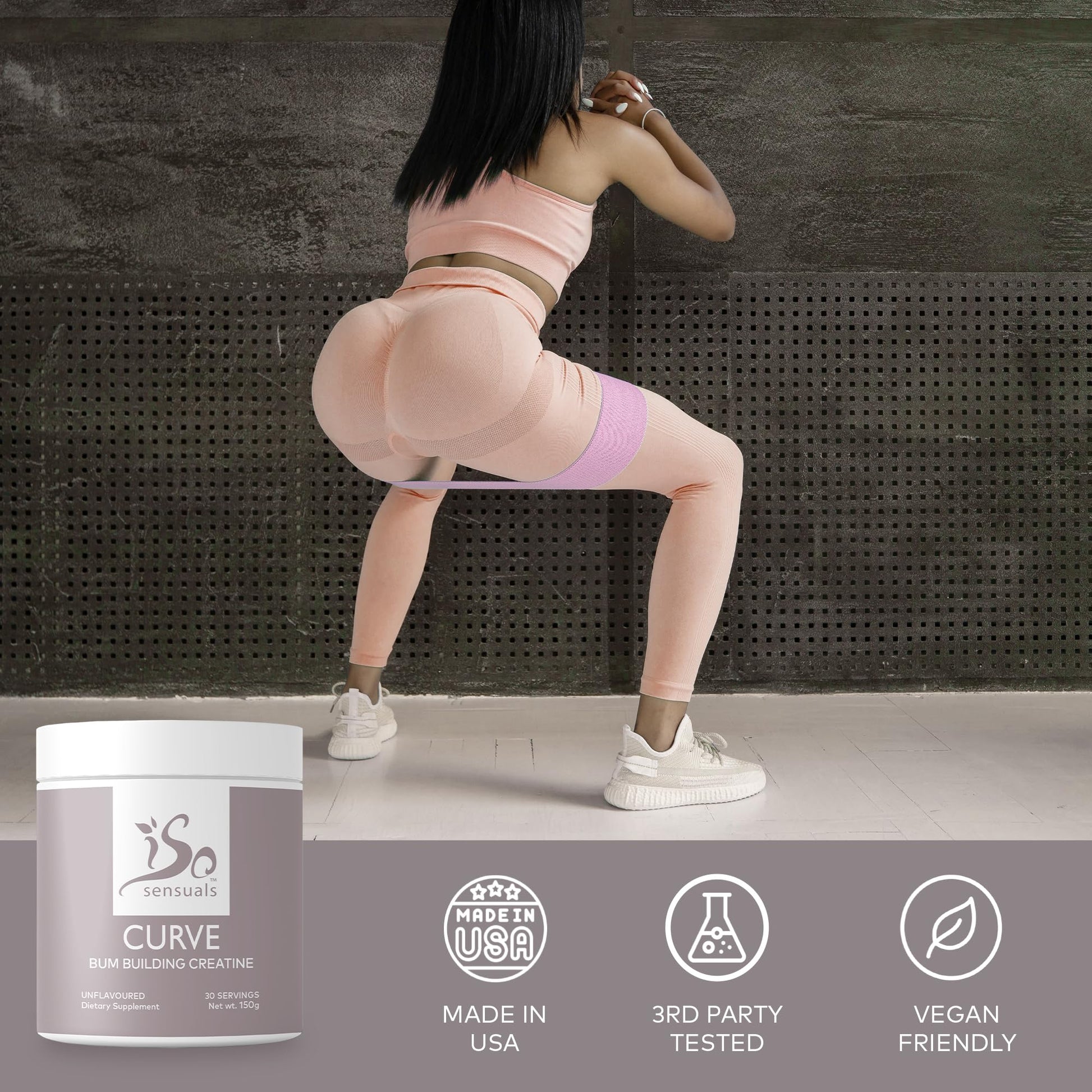 IsoSensuals Curve Bum Building Creatine - Micronized 200 Mesh for Smooth Muscle IsoSensuals