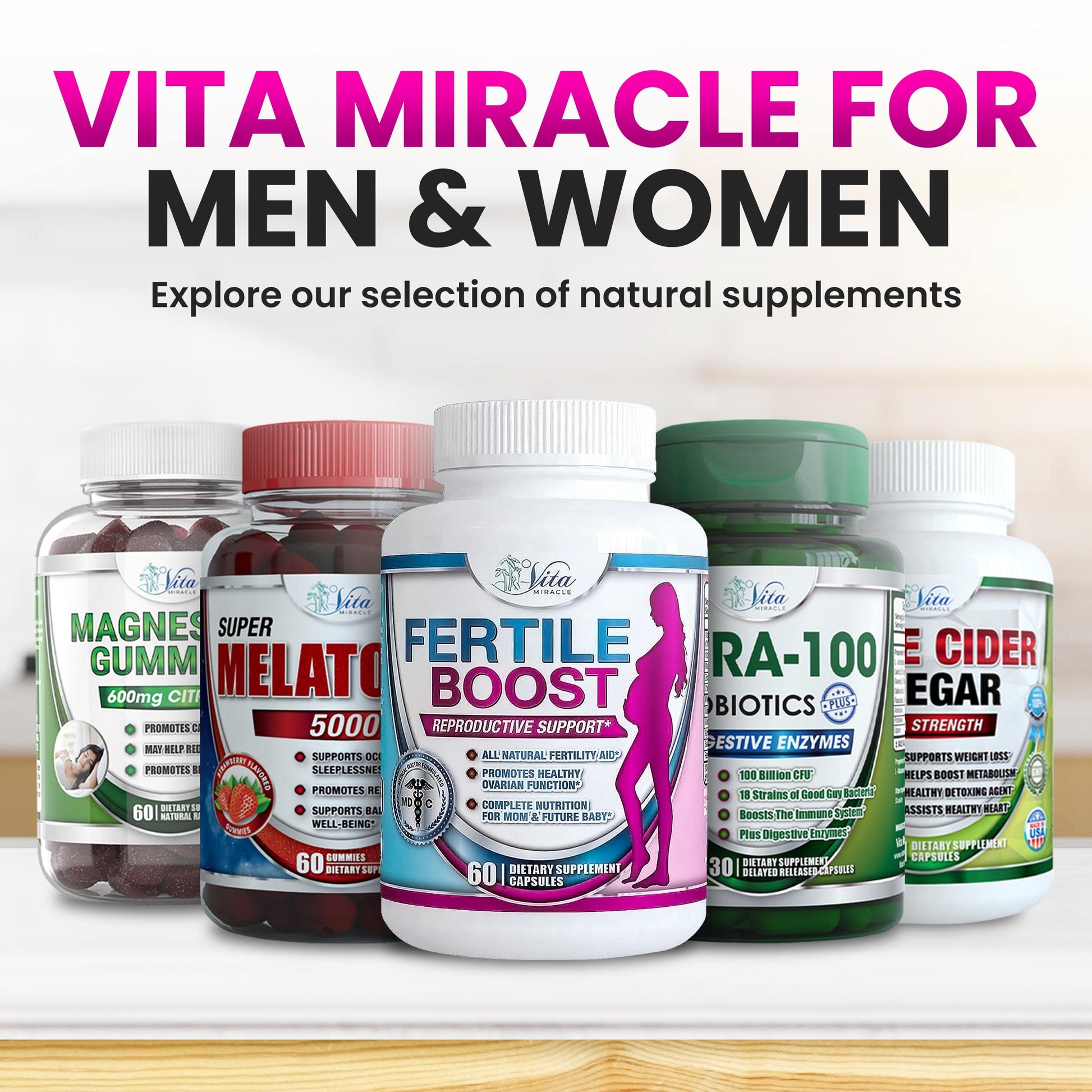 Inositol Capsules Myo-Inositol Fertility Supplements for Women Conception Prenatal Vitamins Vita Miracle