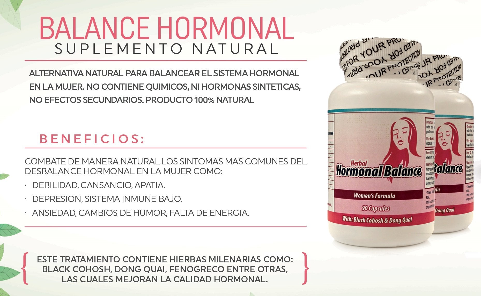 Balance Hormonal. Suplemento Natural para balancear las hormonas femeninas Nutrisalud
