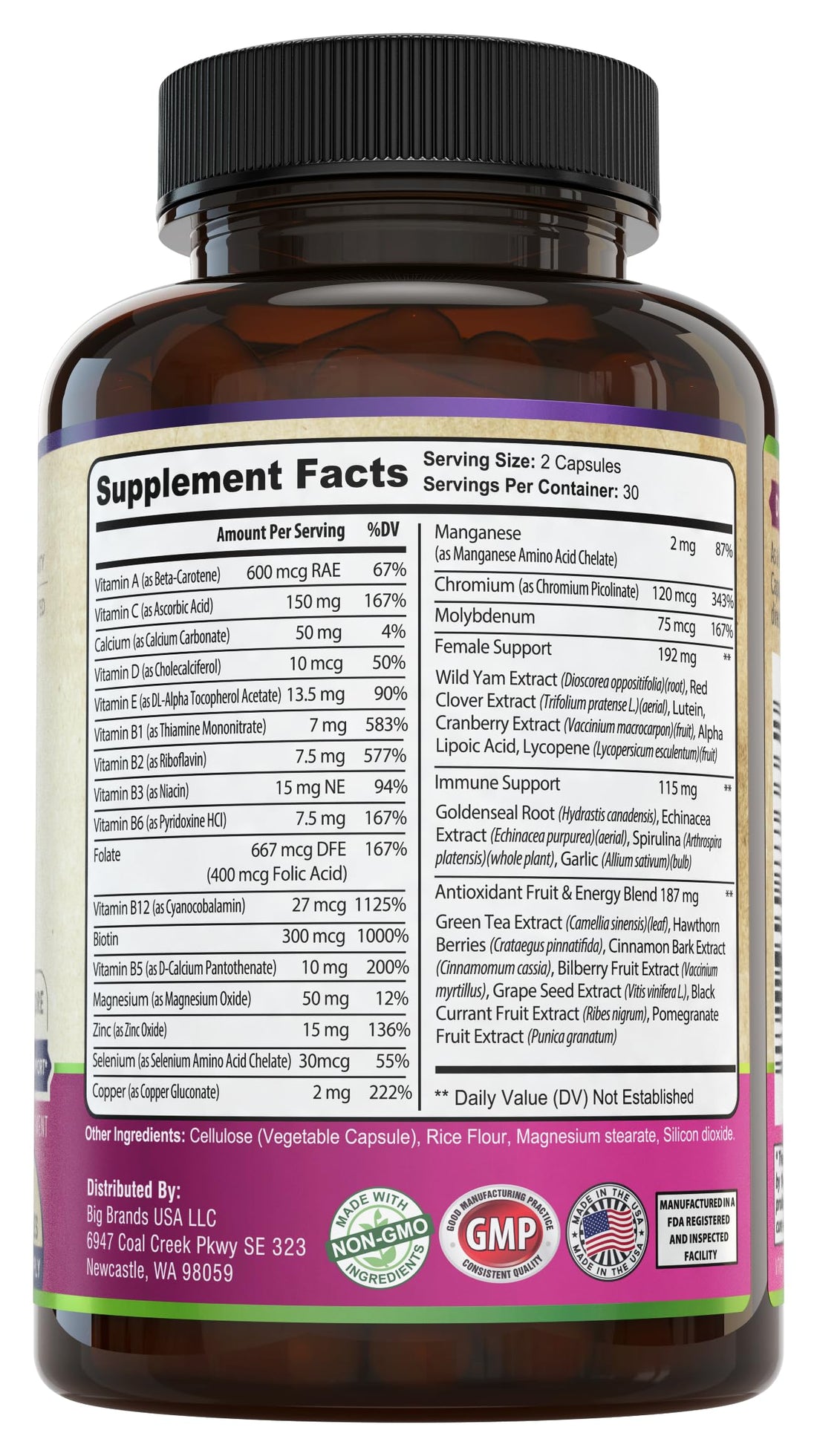 Womens Daily Multivitamins & Multimineral Supplement for Energy, Mood, Focus, Hair