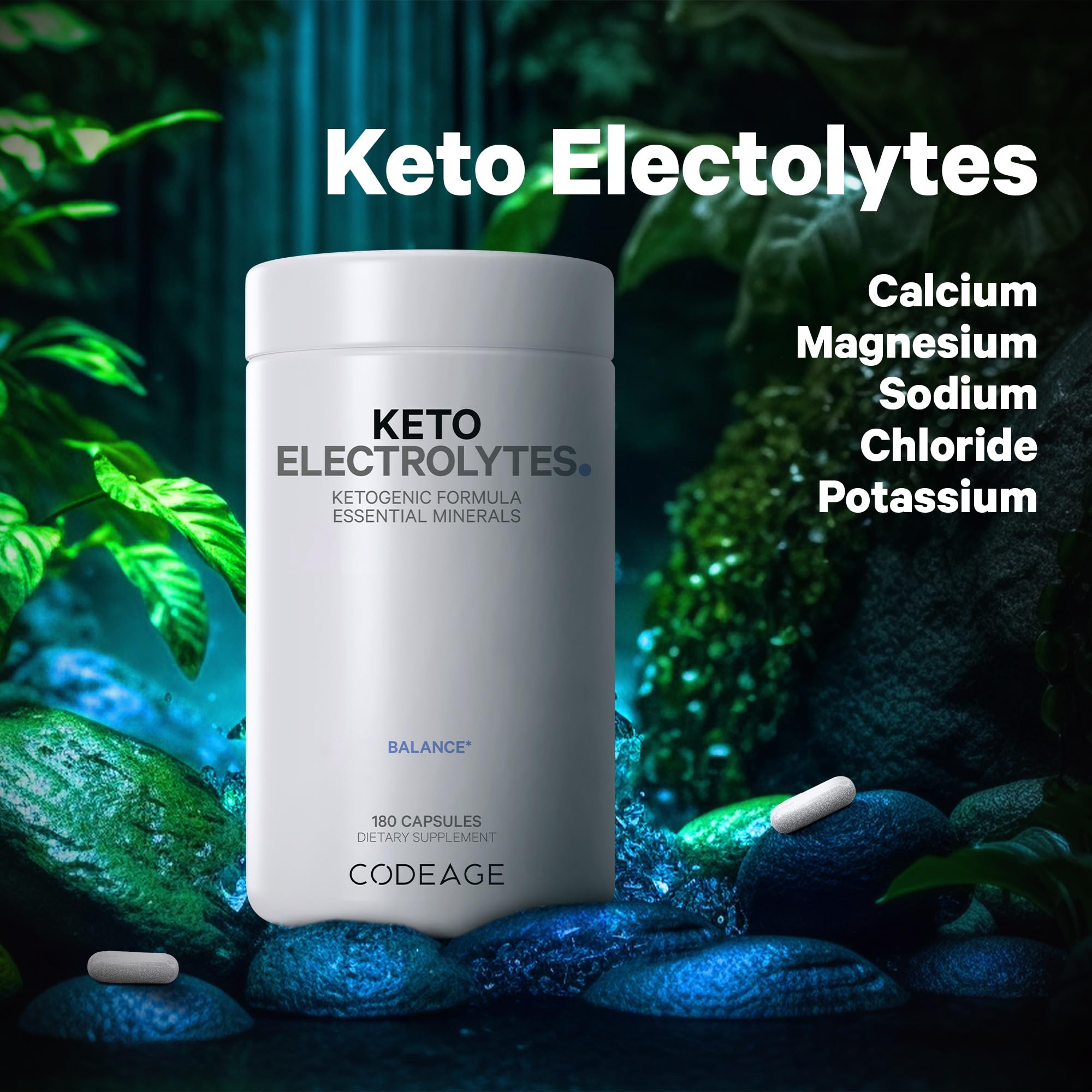 Keto Electrolytes Supplement – Vegan Electrolyte Tablets w Magnesium, Potassium Codeage