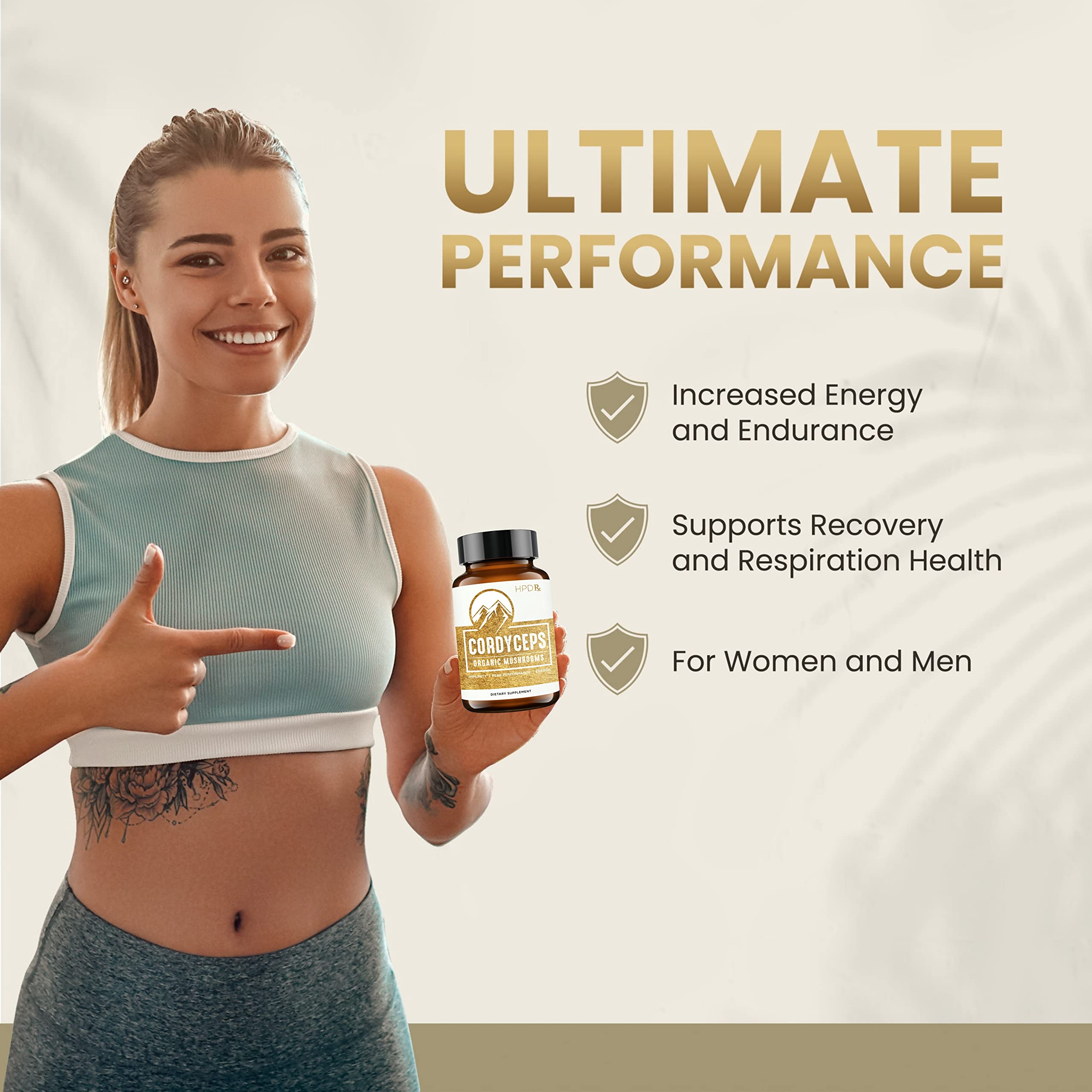 HPD Rx Premium Organic Cordyceps Mushroom Extract Performance Supplement HPD Rx