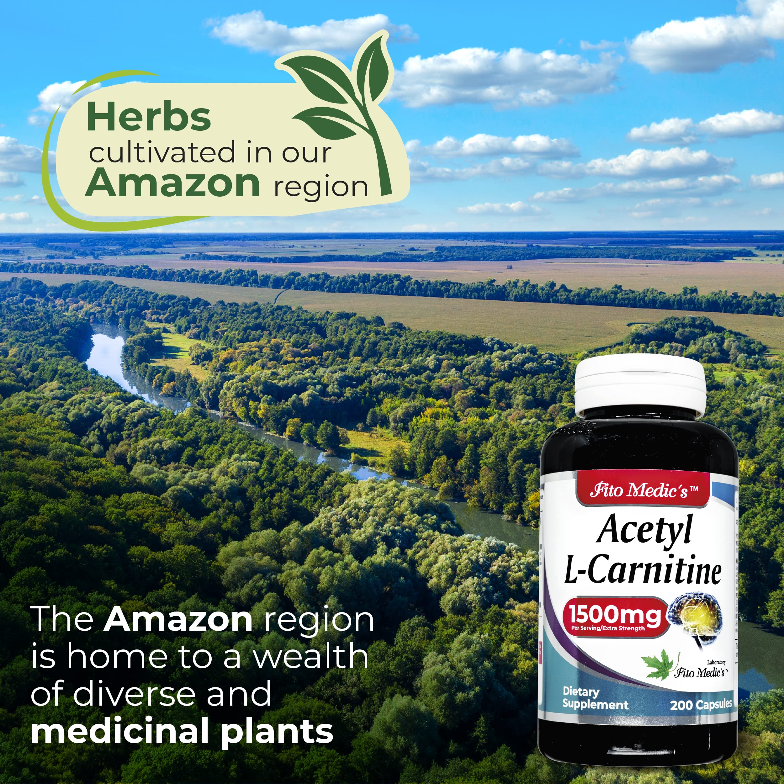 Lab - l carnitine - 1500 mg per Serving, 200 Capsules, l-carnitine - High Potency of - Acetyl FITO MEDIC'S