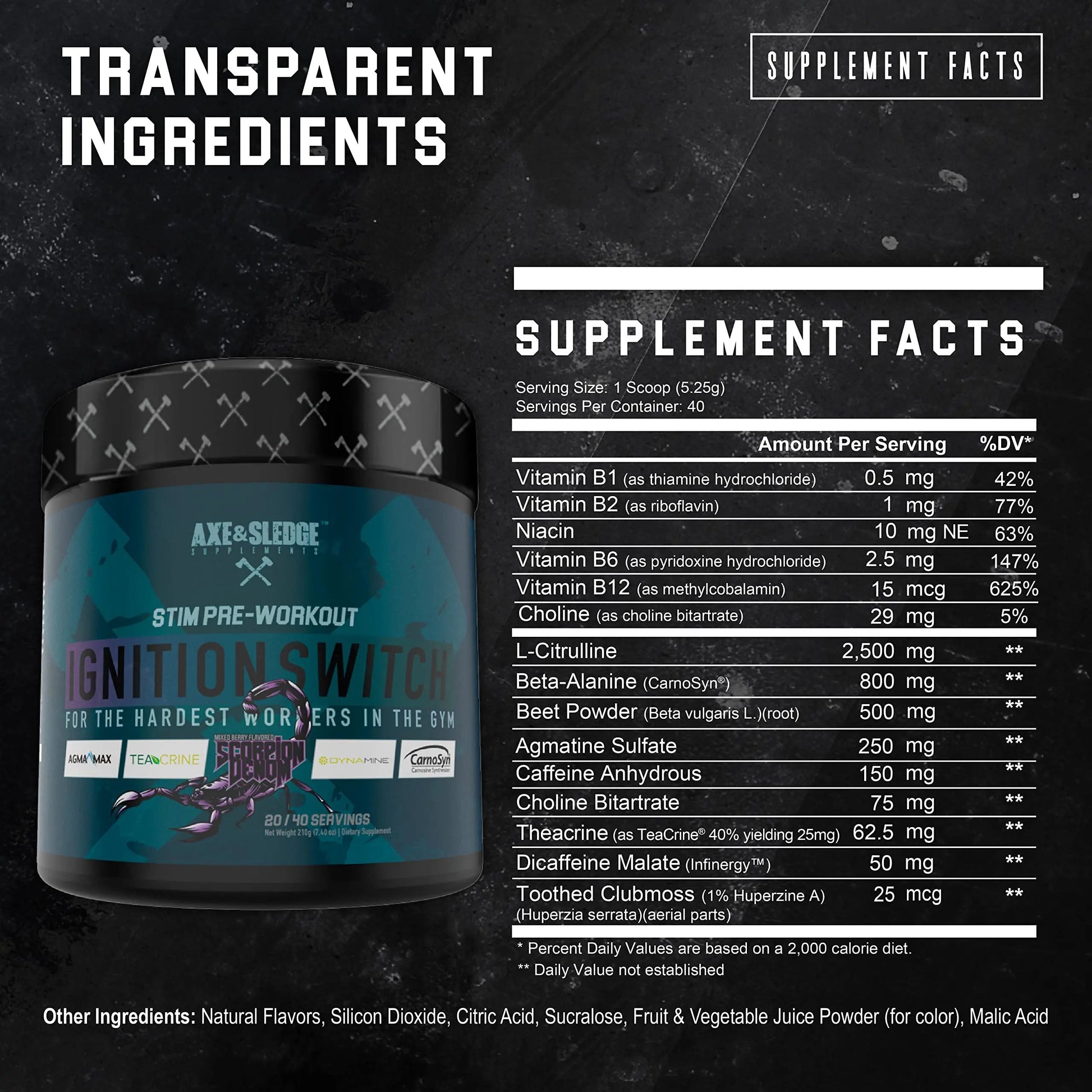 Ignition Switch Pre-Workout with CarnoSyn, TeaCrine, Infinergy, and AgmaMax, Long Lasting Energy, Laser Focus, Increased Pumps, Enhanced Performance, 40 servings