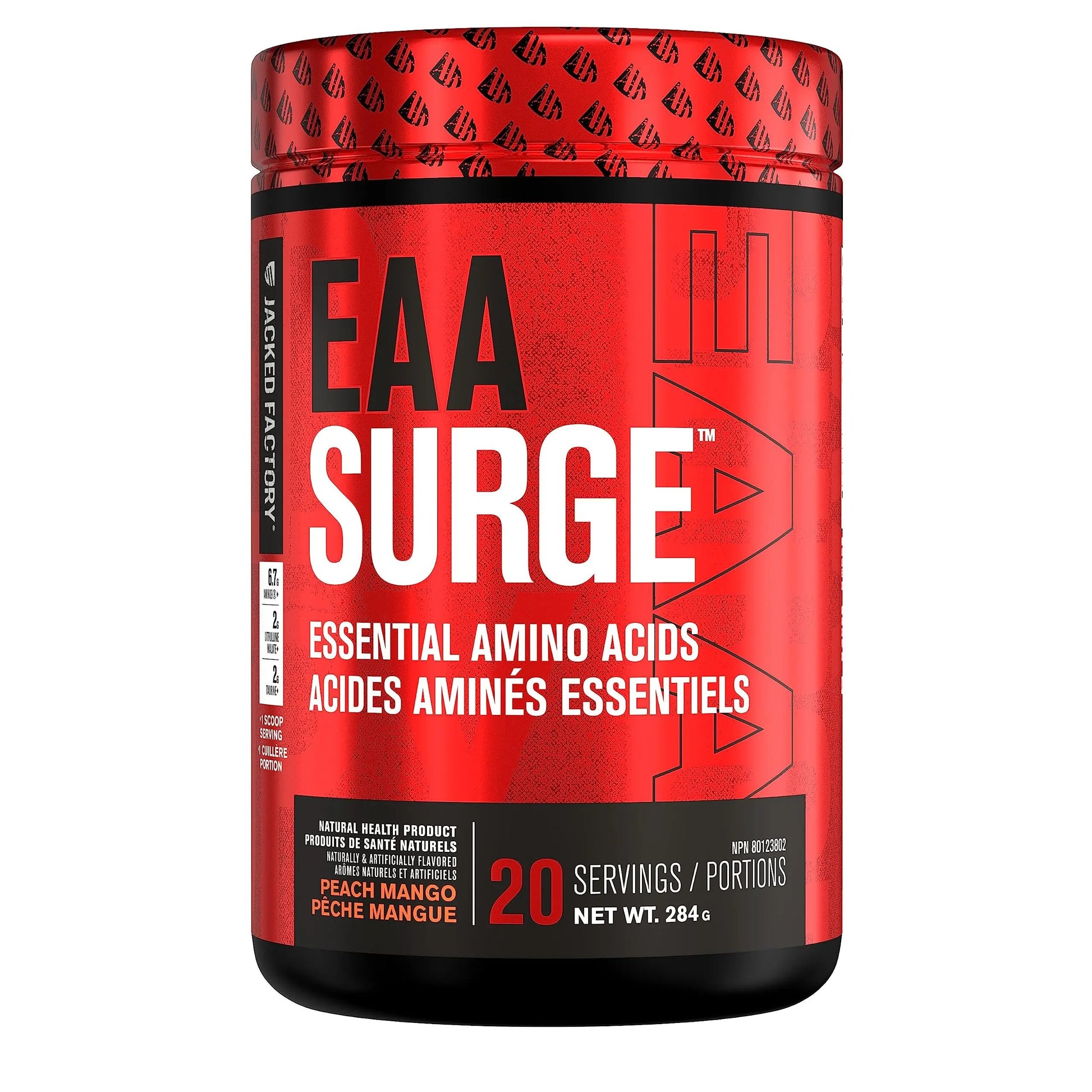 Jacked Factory Nitrosurge Pre-Workout & EAA Surge Essential Amino Acids Bundle - for Increased Focus, Strength, Energy, Powerful Pumps & Muscle Recovery - Cherry Limeade & Peach Mango Flavor