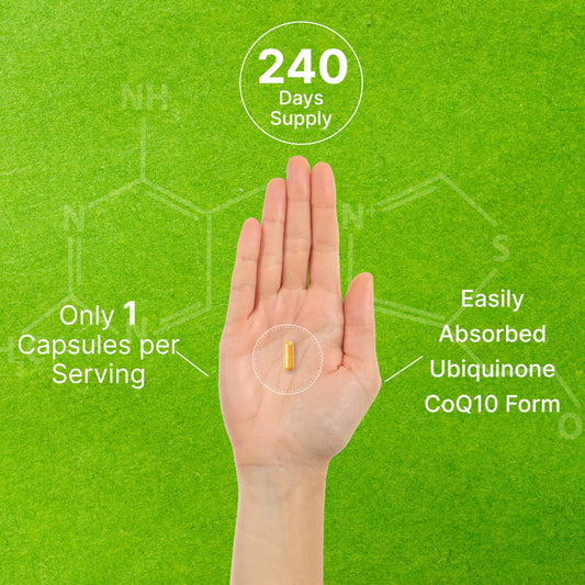 CoQ10 100mg, 240 Capsules – with Omega 3 Fatty Acid 100mg – Bioavailable Coenzyme