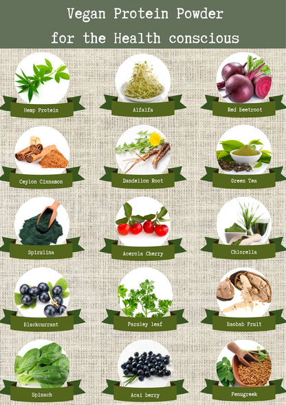 Complementary Supplements - BodyFuel Hemp Protein Powder Plus 14 Superfoods & Phytonutrients