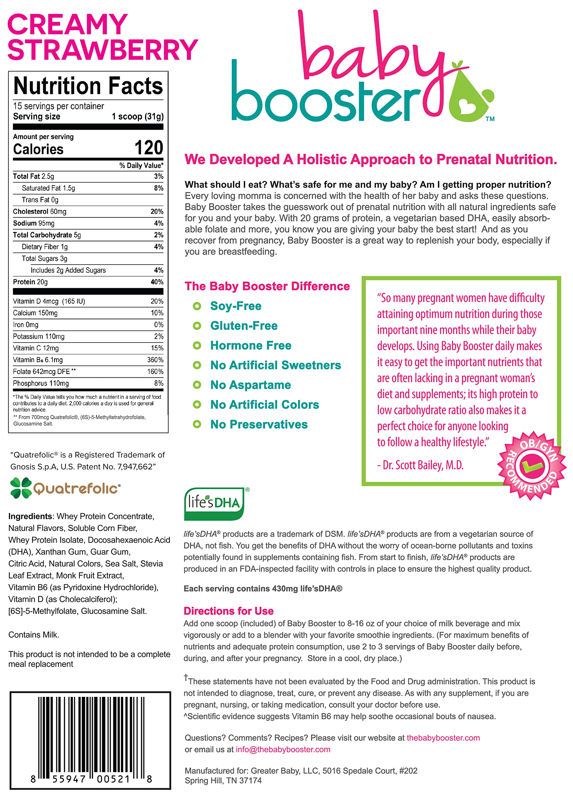 Baby Booster Prenatal Vitamin Supplement Shakes, Salted Carmel and Strawberry Baby Booster