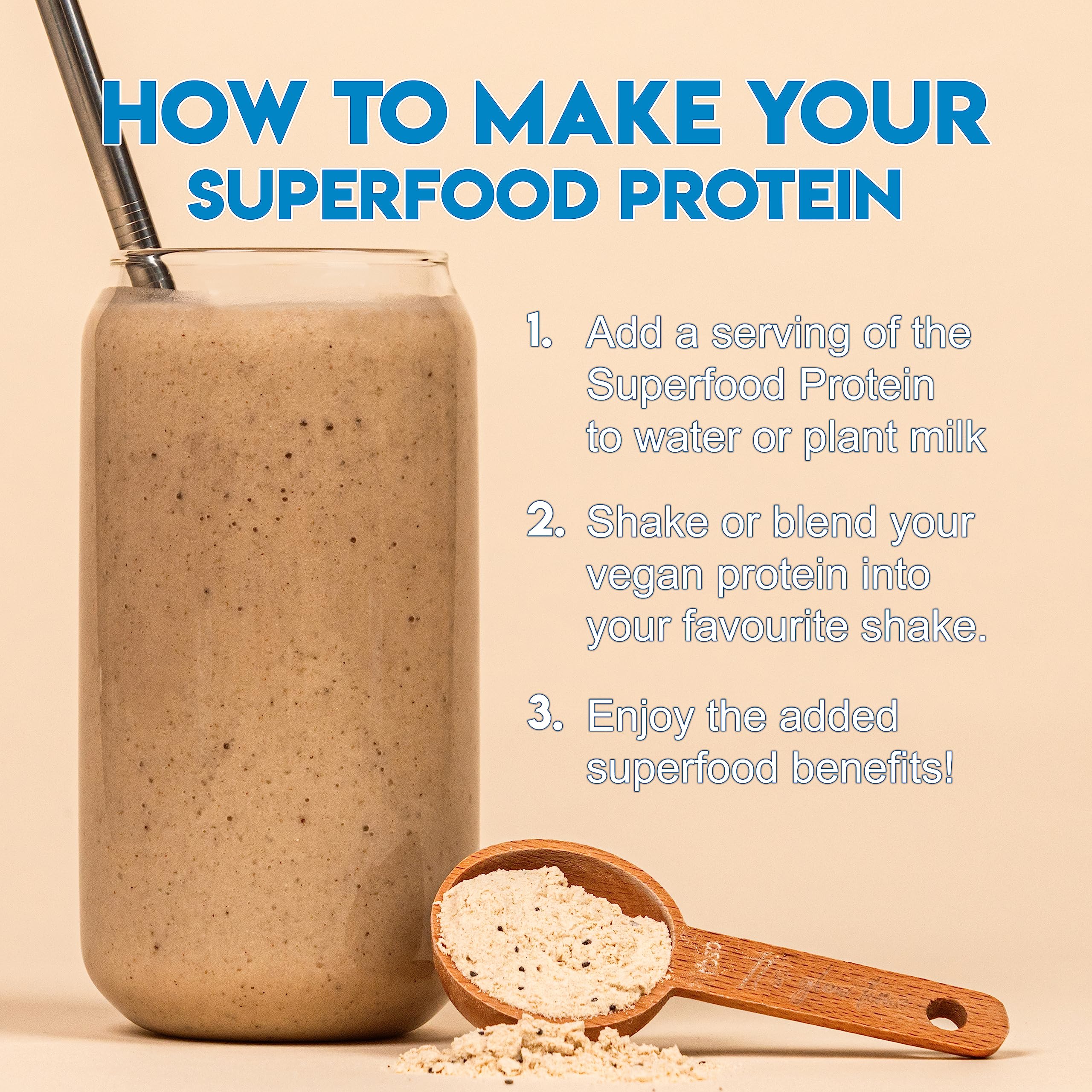 LEAN with Lilly Superfood Protein Vegan Protein Plant Based Protein Cookies and Cream Flavour 500g Lean With Lilly