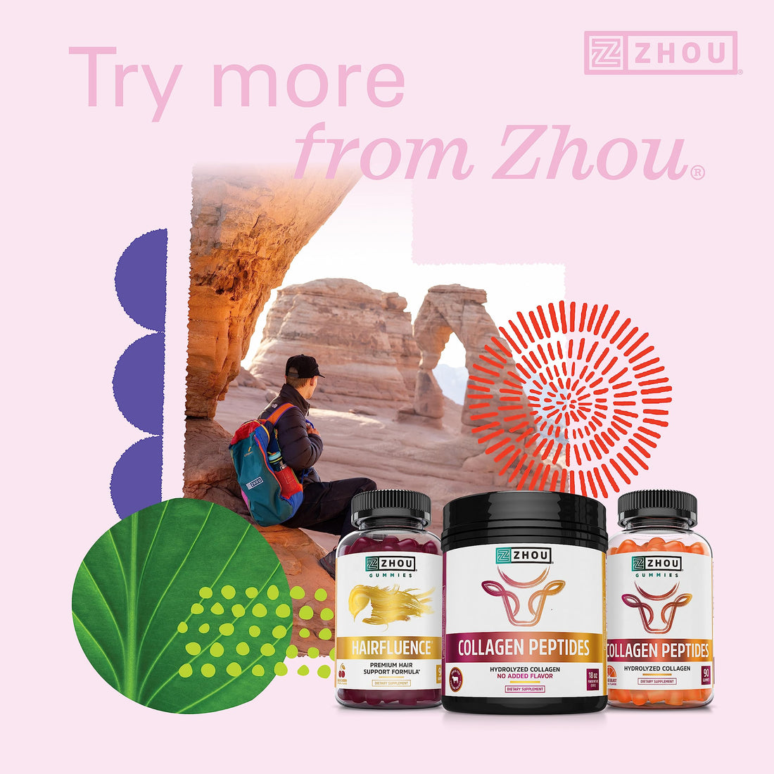 Zhou Hairfluence, Hair Growth Supplement with Biotin 5000mcg, Collagen, Keratin, 