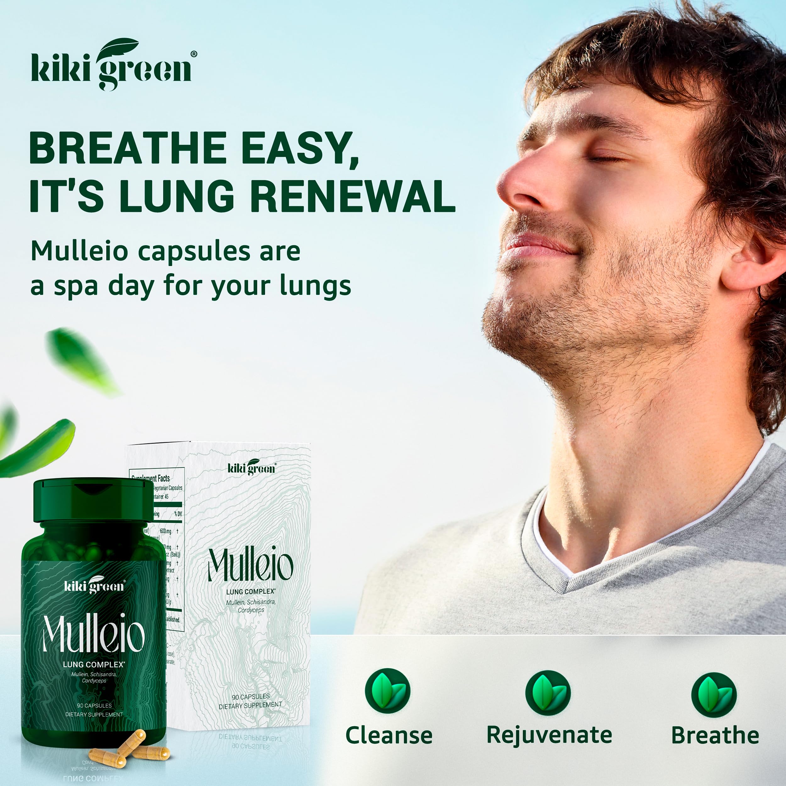 KIKI Green MULLEIO Lung Health Capsules: Herbal Supplement for Lung Cleanse, Better KIKI Green