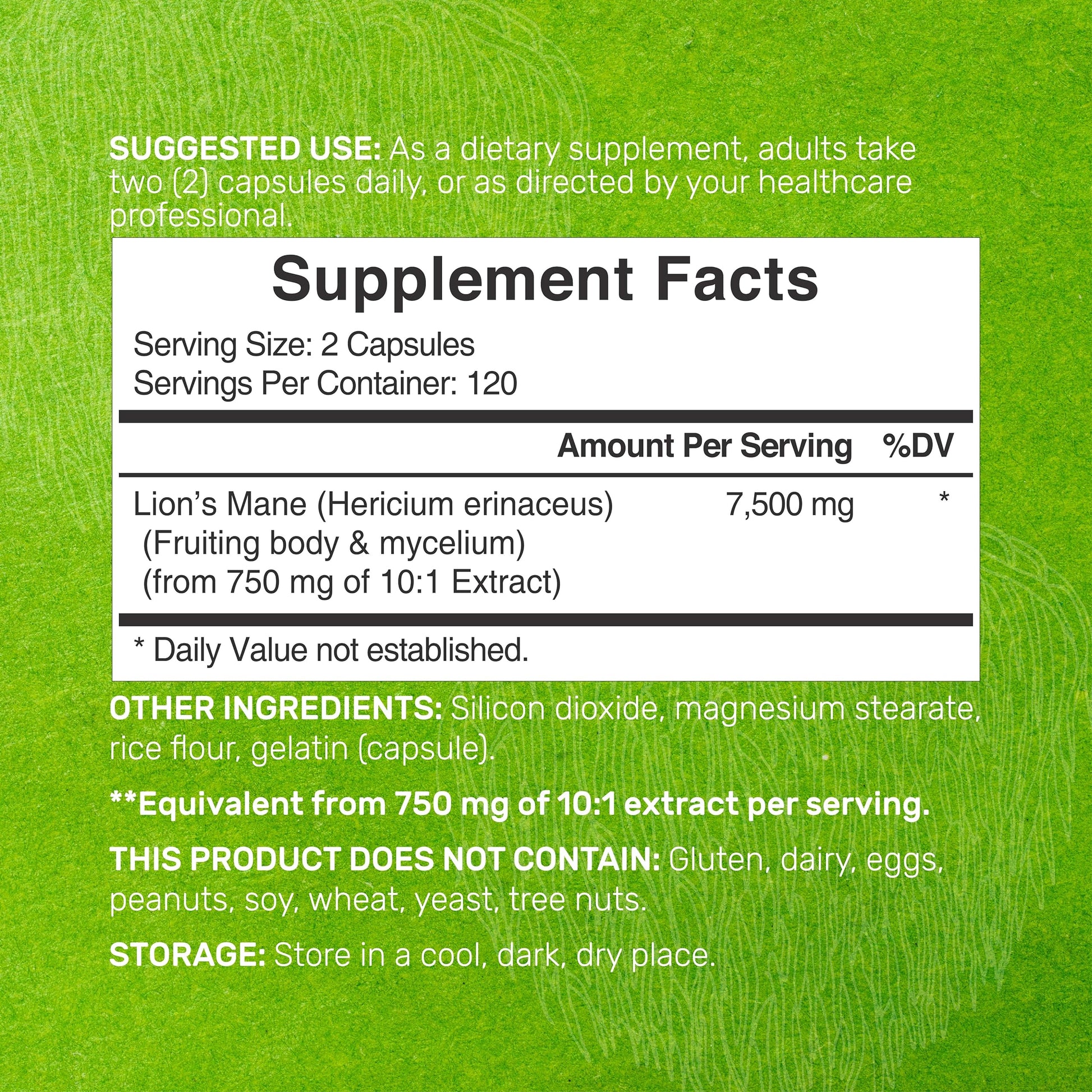 Lions Mane Mushroom Supplement, 7,500mg Per Serving, 240 Capsules – Active Fruiting DEAL SUPPLEMENT